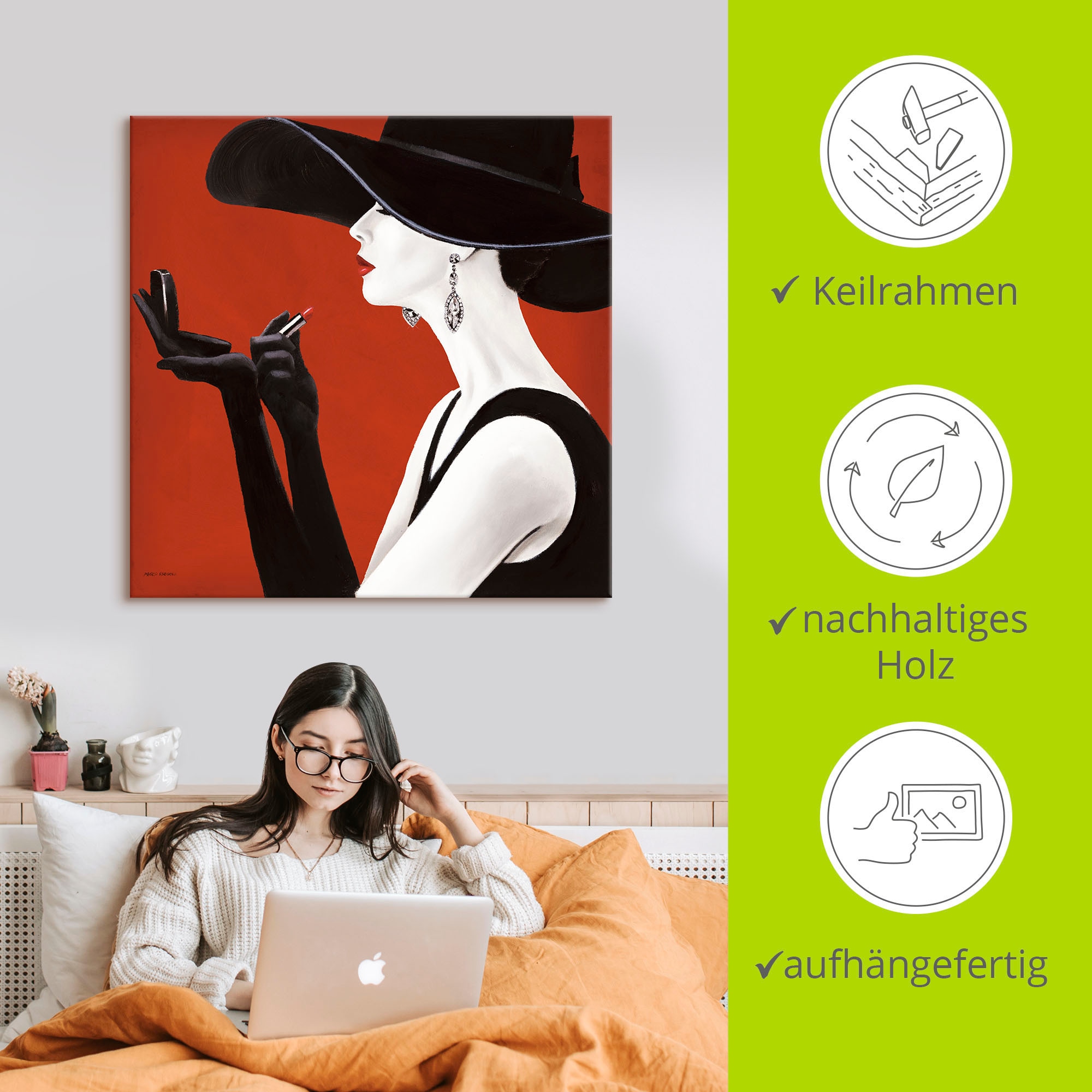 Artland Wandbild »Hut ab II« Frau 1 Stk. tlg. als Leinwandbild, Poster, Wandaufkleber in verschied. Größen