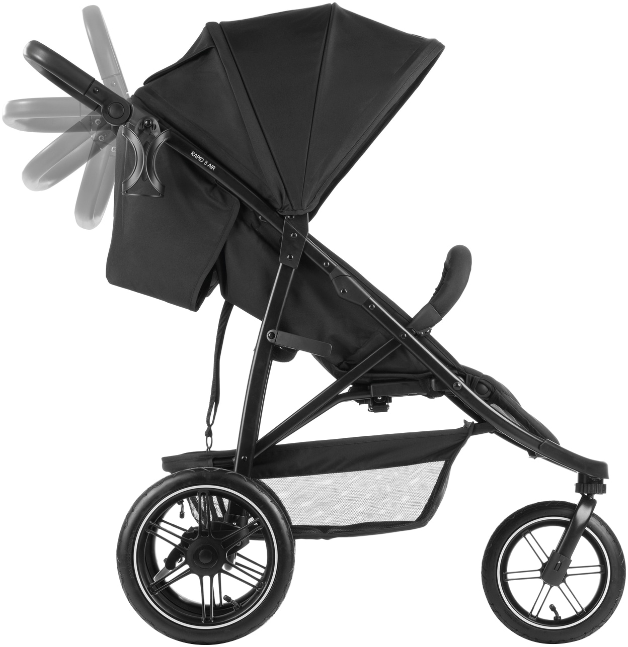 Hauck Kinder-Buggy »Dreiradbuggy, Rapid 3 Air, black«, 22 kg, mit schwenk/feststellbarem Vorderrad; Lufträder; bis 22 kg belastbar