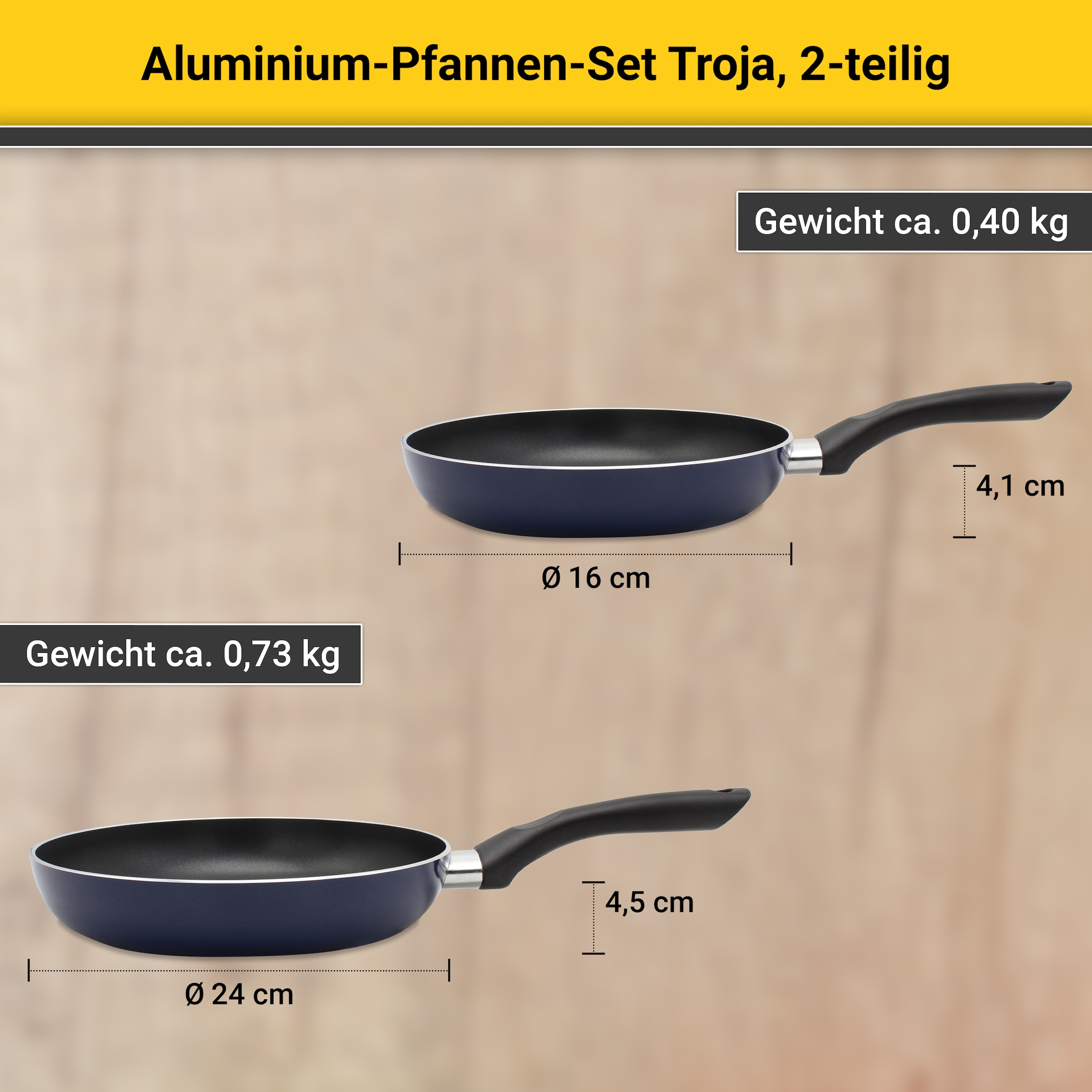 Krüger Pfannen-Set »Troja« Aluminium Set, 2 Stk. tlg. Ø 16/24 cm, Induktion