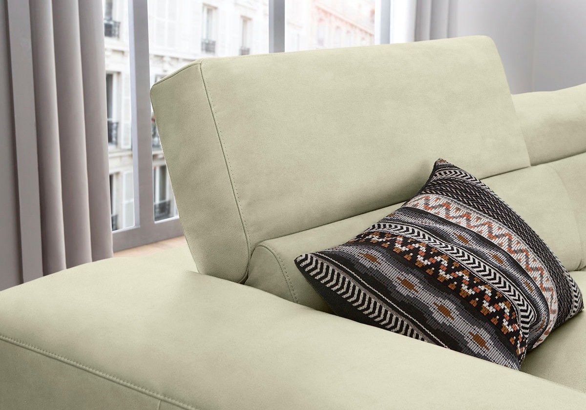W.SCHILLIG Ecksofa »piedroo, Designsofa mit tollem Sitzkomfort, bequem und elegant, L-Form«, Kopfteilverstellung, wahlweise mit Sitztiefenverstellung, Breite 303cm