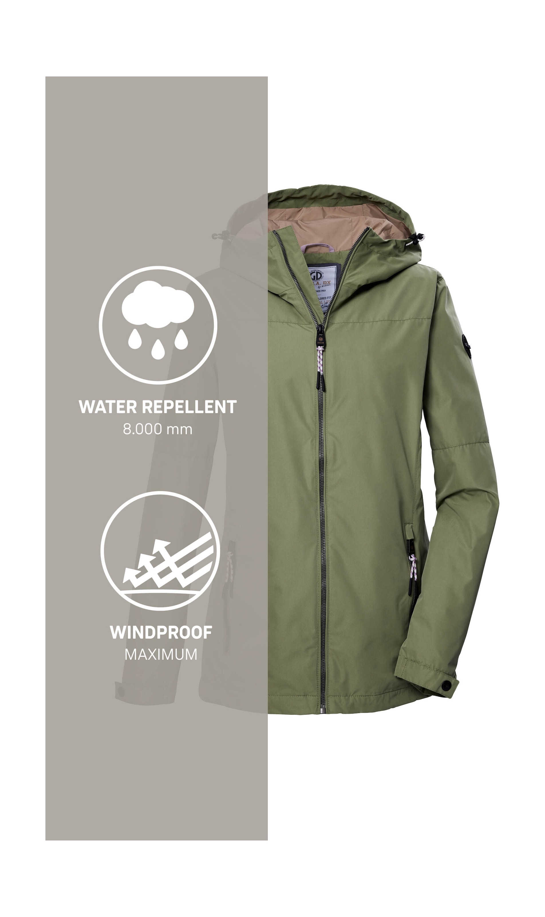 G.I.G.A. DX by killtec Funktionsjacke »GS 71 WMN JCKT« Damenjacke: wasserdicht, winddicht, verstellbar, Kapuze