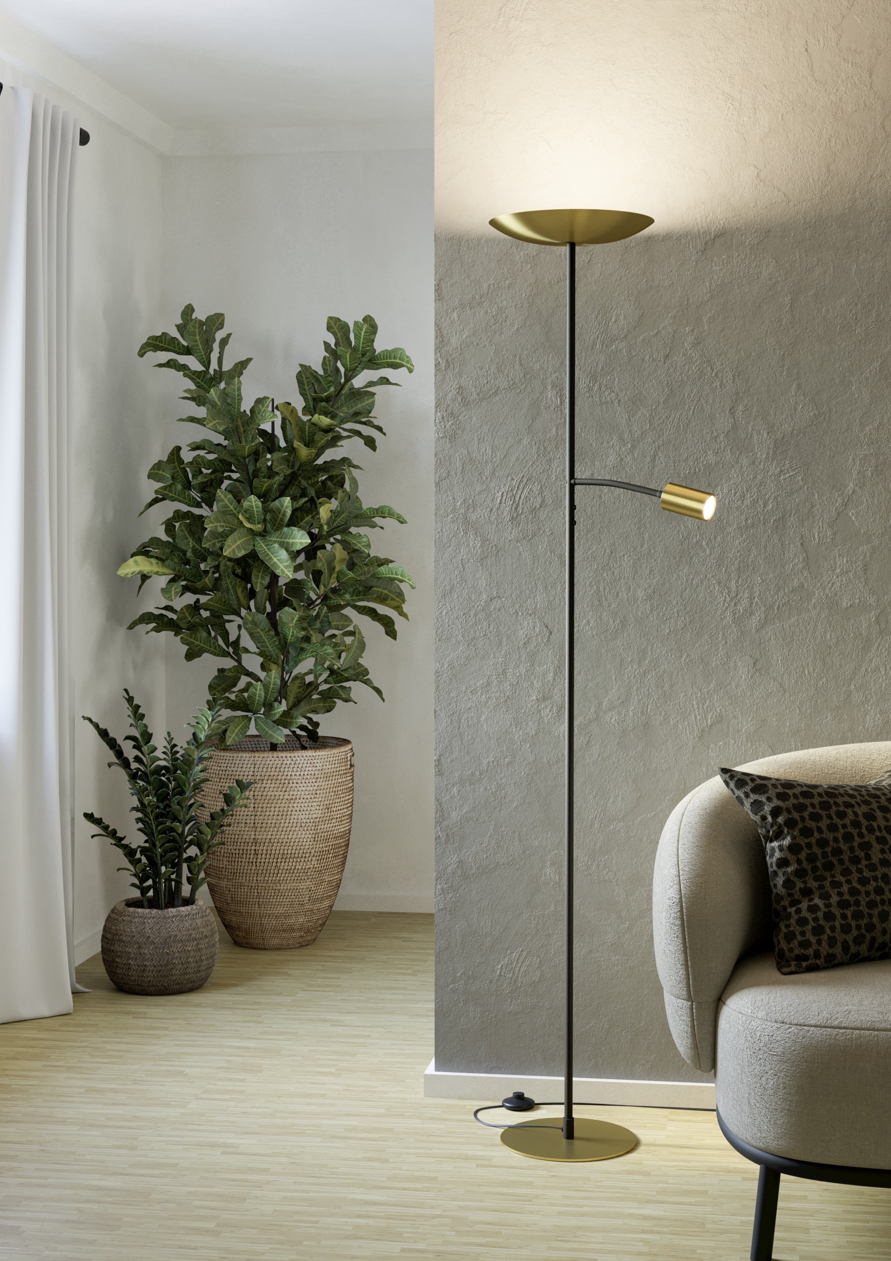 EGLO Stehlampe »CONIVARINO Stehlampe - Stahl - LED;LED - 26,5W;1X4W - IP20« LED-Modul 1 Stk. Warmweiß Standleuchte, Leselampe, Wohzimmer, Schlafzimmer, H170 x Ø32 cm