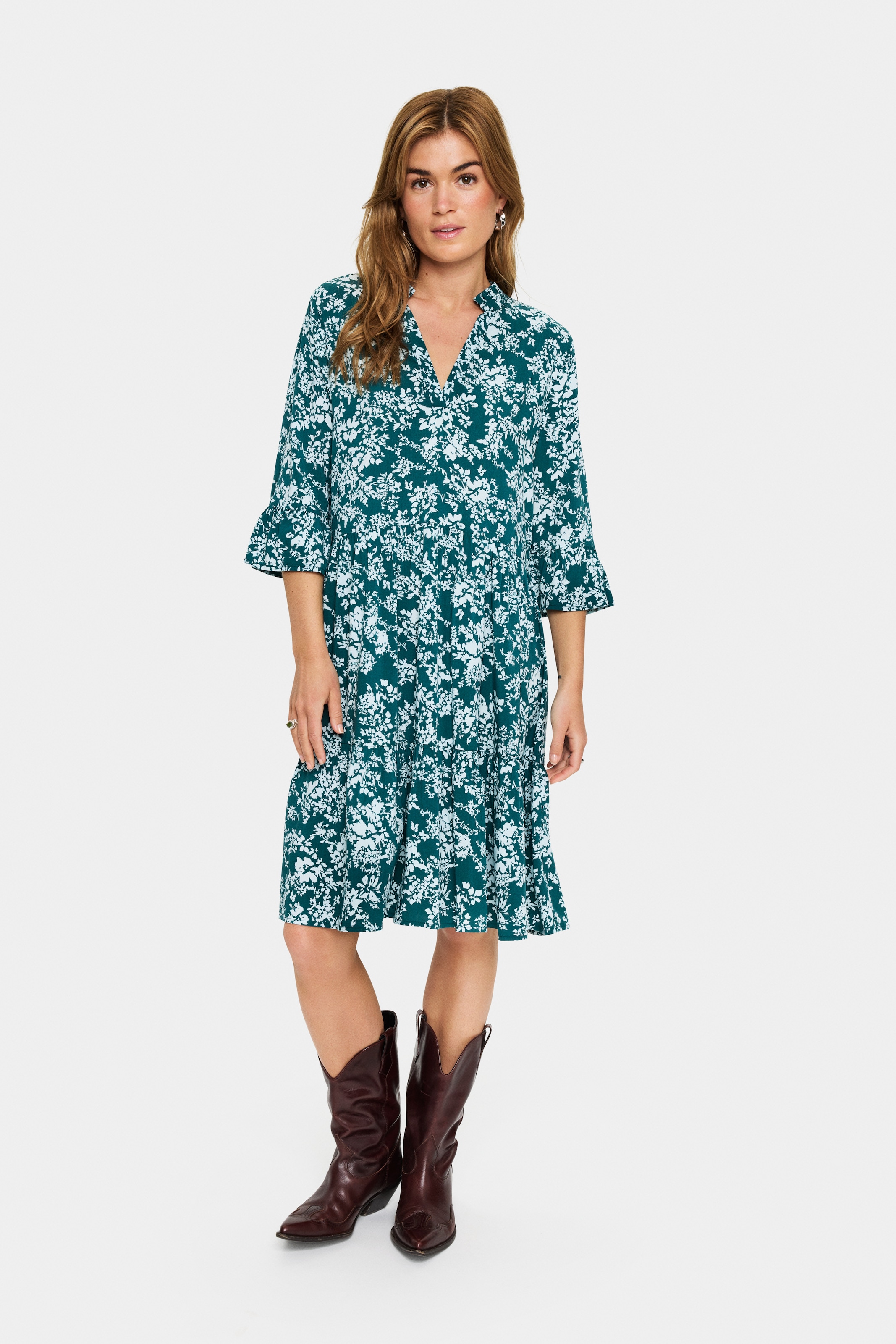Saint Tropez Blusenkleid »EdaSZ Dress«, mit Volant und 3/4 Ärmel