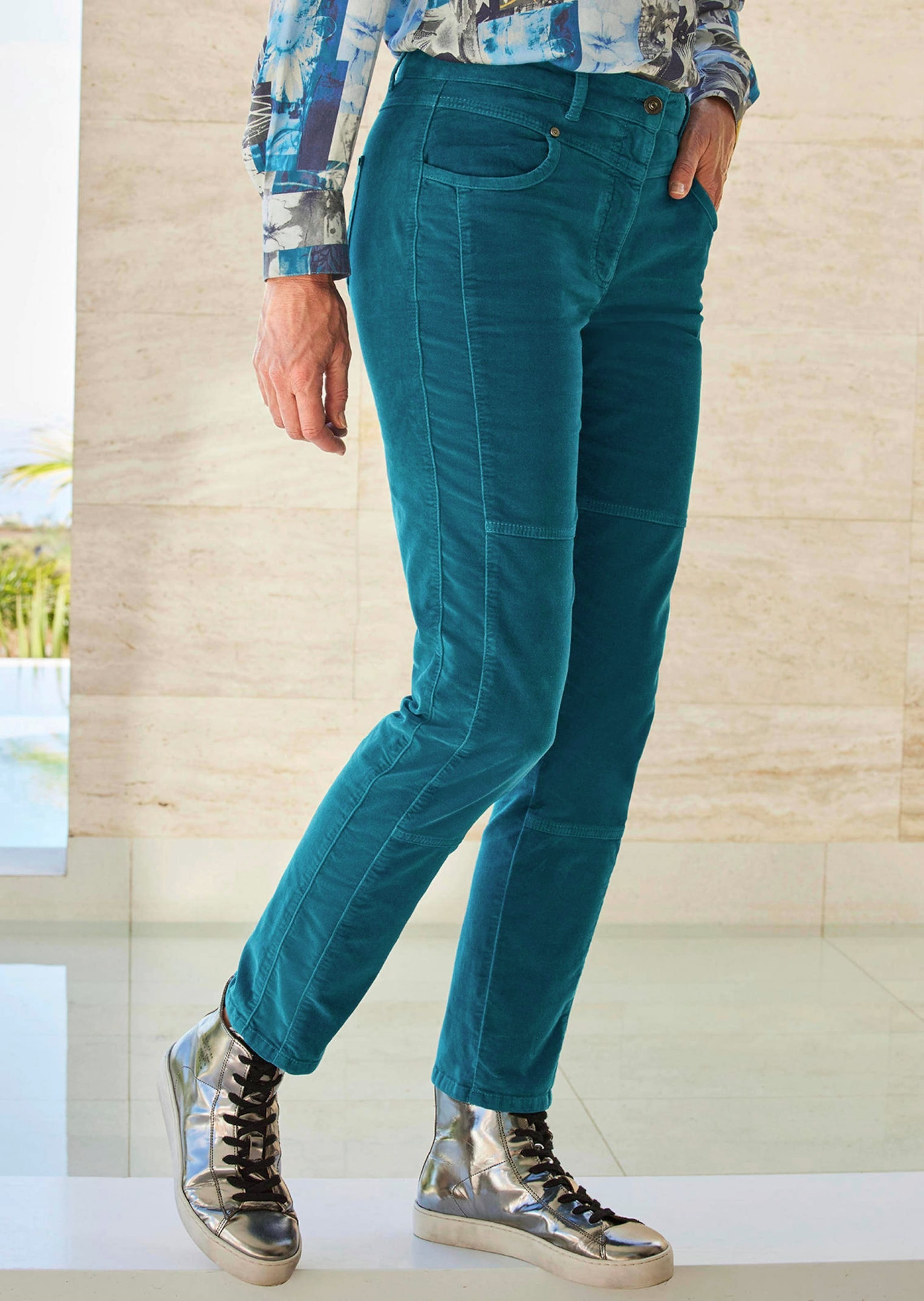 GOLDNER Schlupfhose »Kurzgröße Bequeme Samthose mit Wascheffekt«