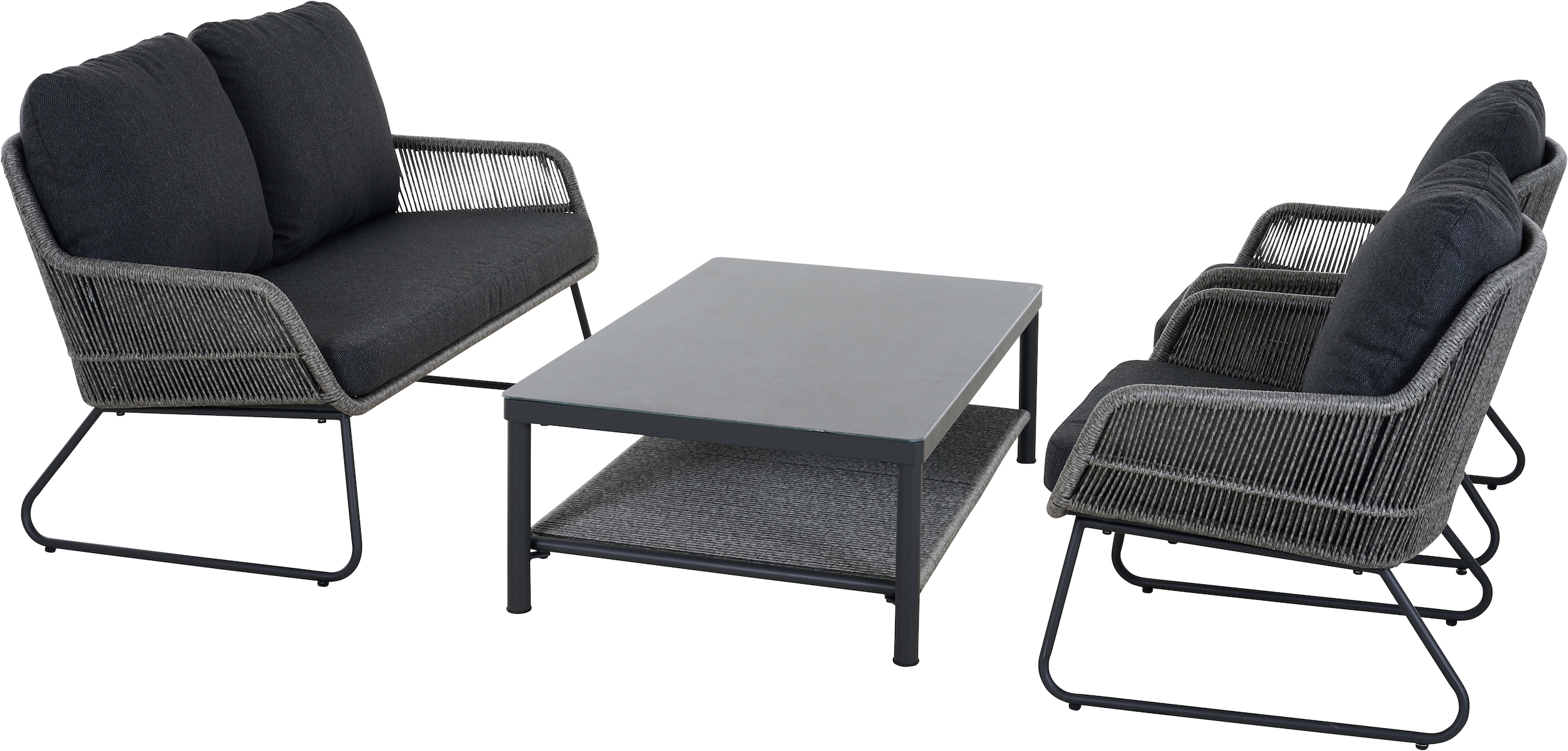 Siena Garden Loungeset »Kansas Lounge« Set, 4 tlg. 2er Bank, 2 x Sessel und Tisch