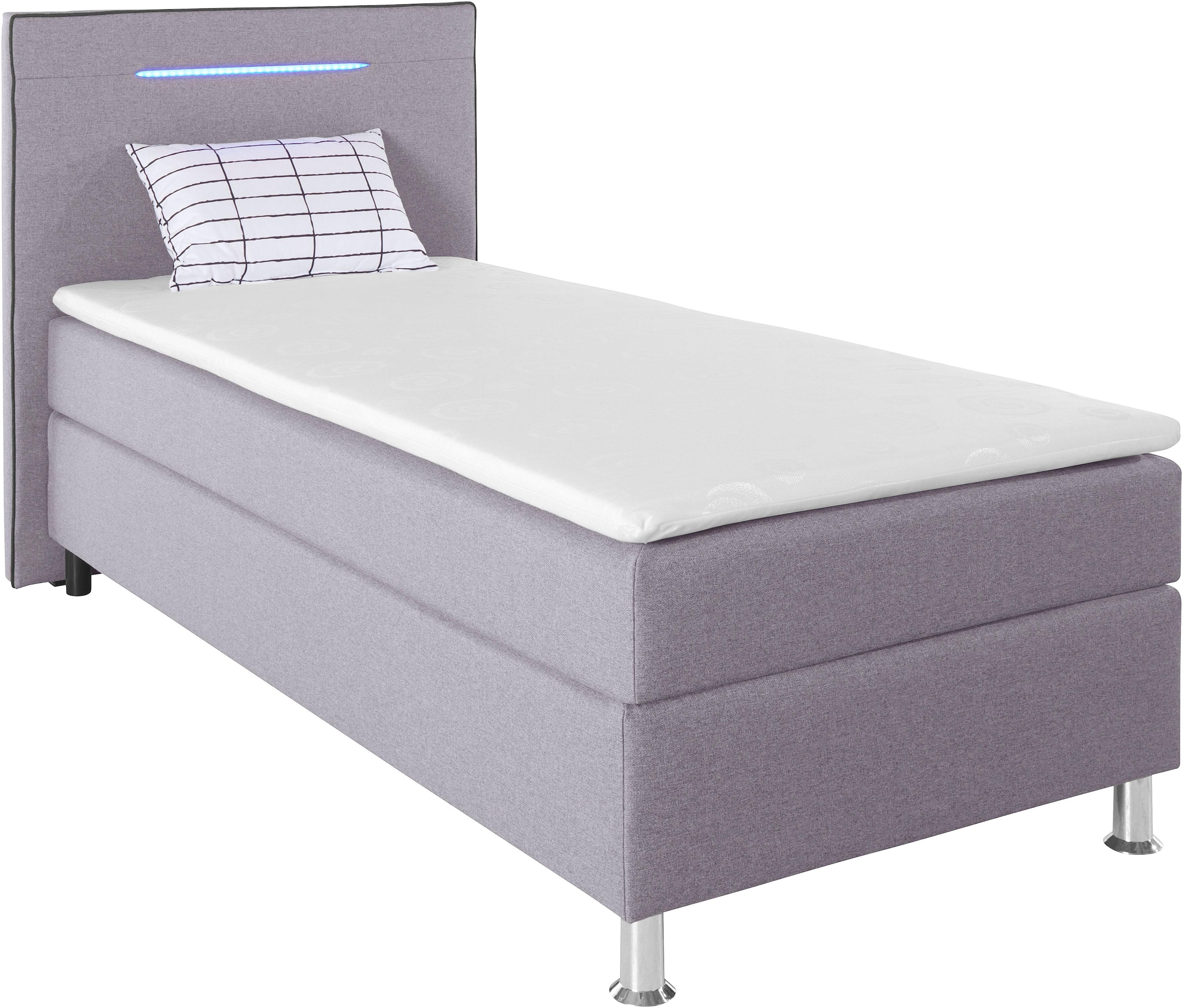 Boxspringbett, inkl. LED-Beleuchtung, Topper und Kissen