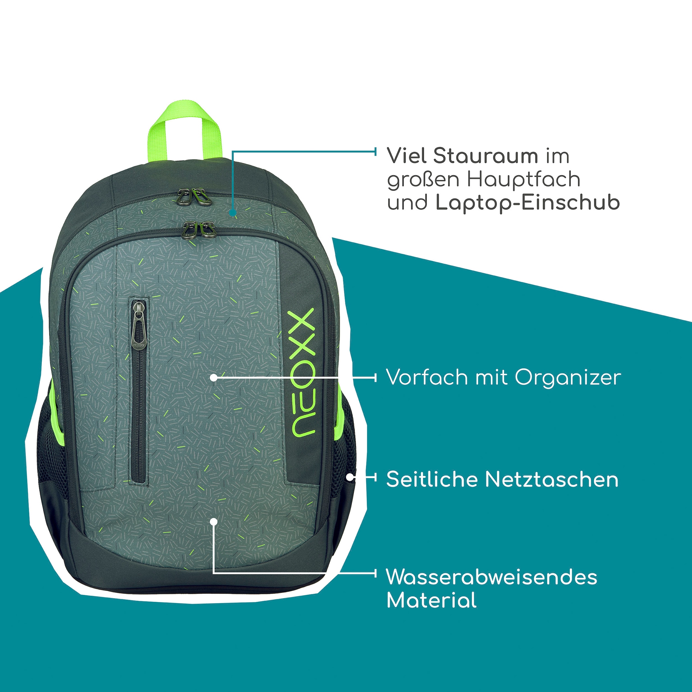neoxx Schulrucksack »Flow, Boom«, teilweise aus recyceltem Material