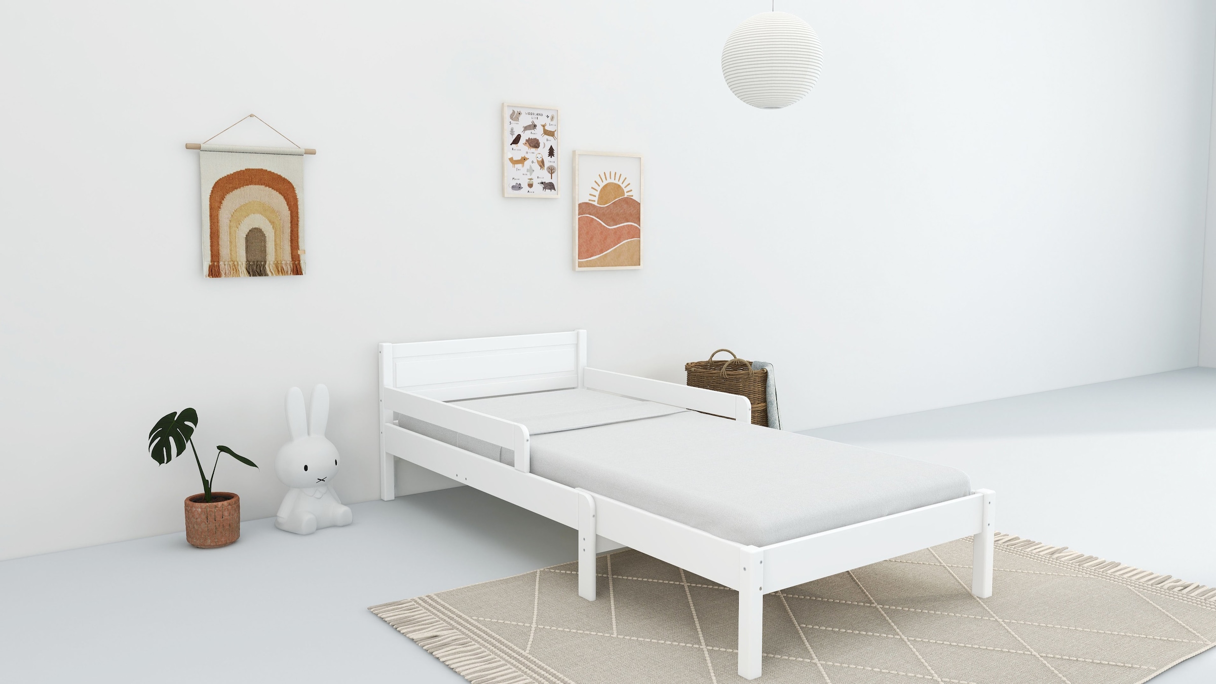 OTTO home Kinderbett »Hero, Massivholzbett, ausziehbar von 140 bis 200 cm, FSC®« 90cm Breite, 140-200cm Liegefläche,  massive Kiefer, mit Lattenrost, zeitlose Optik,  Rausfallschutz