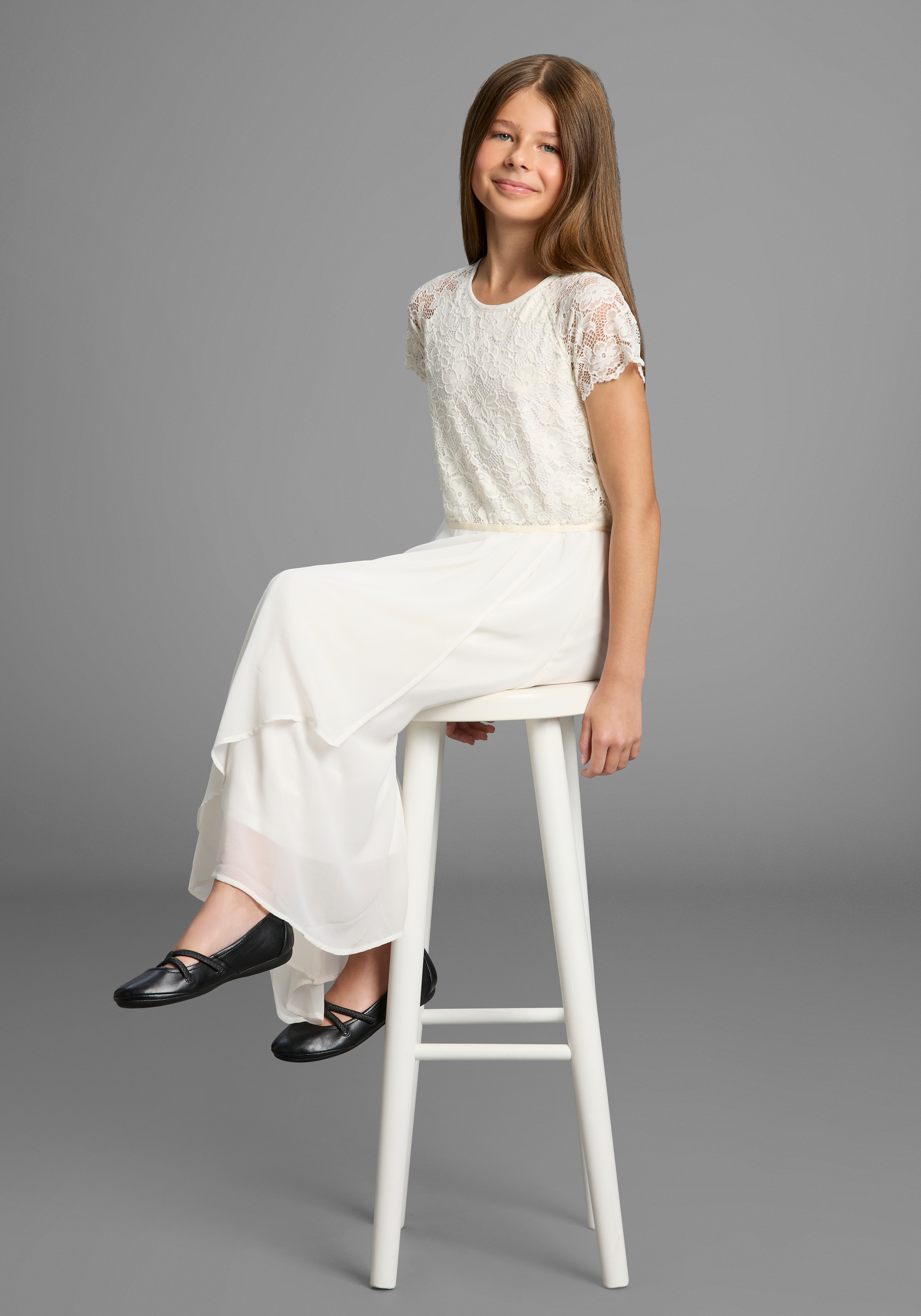 KIDSWORLD Jerseykleid »Festliches Kleid mit Spitze« Elegantes Kleid mit Spitze und Chiffon