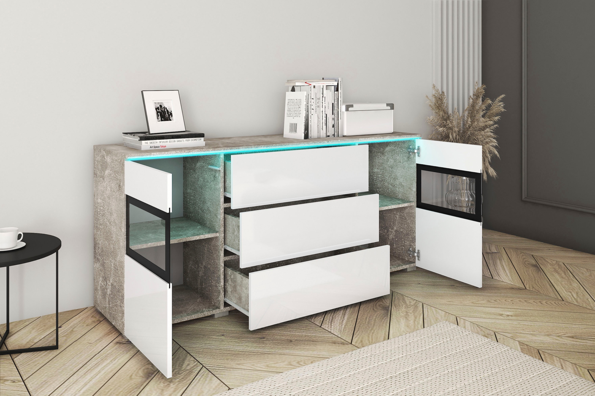 INOSIGN Sideboard »VERA«, Moderne grifflose Kommode,verstellbare Einlegeböden