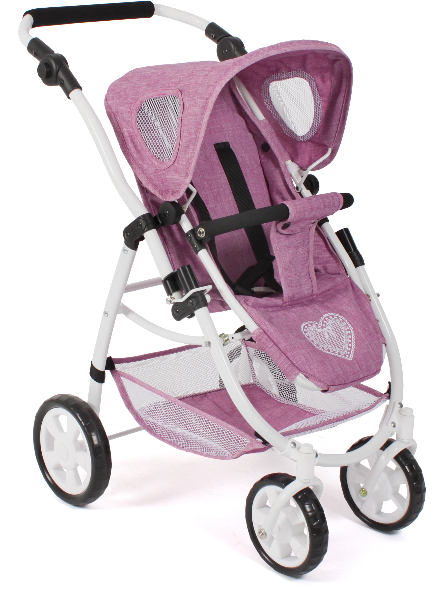 CHIC2000 Kombi-Puppenwagen »Emotion All In 3in1, Jeans Pink«, inkl. Babywanne, Babyschale und Sportwagenaufsatz