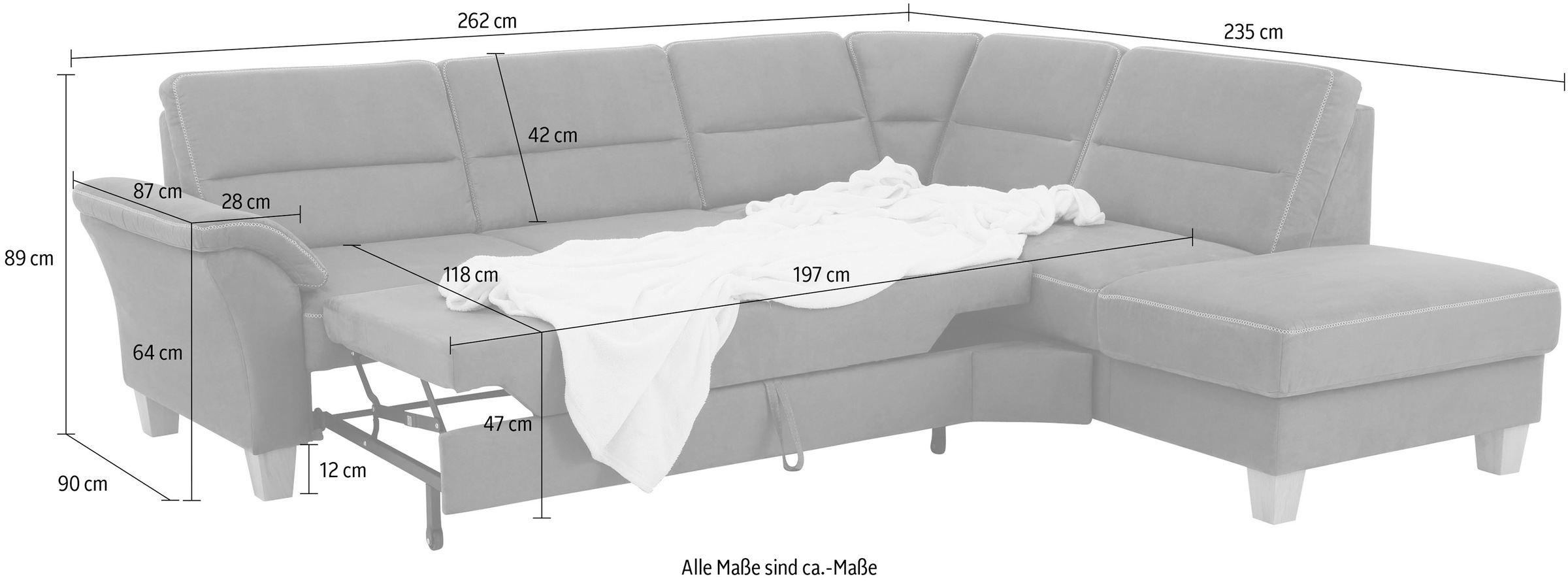 Home affaire Ecksofa »Soleo L-Form«, komfortabel durch Trapezecke mit Relaxfunktion, auch mit Bettfunktion