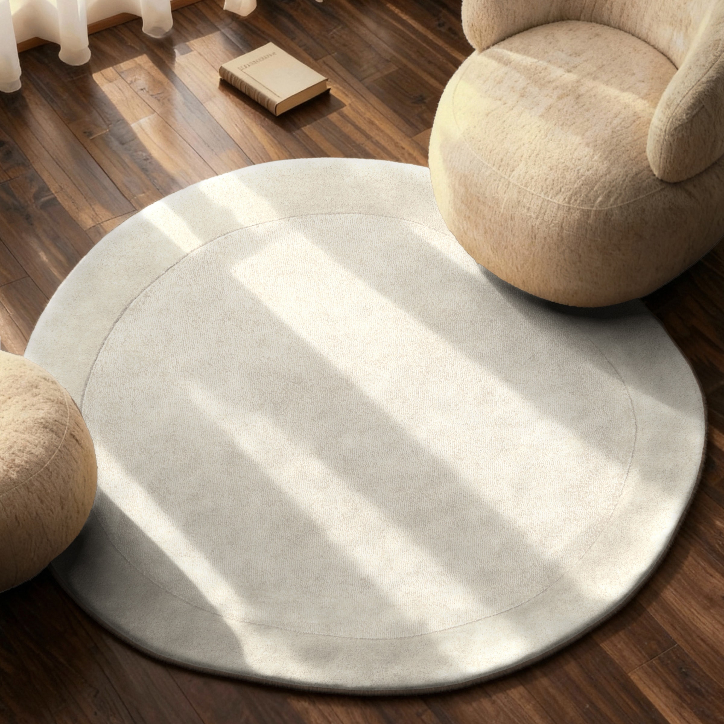 THE RUGS Villeroy & Boch 1812 Wool Round Wool Rug & Runner in Cream | Size: 160cm diameter