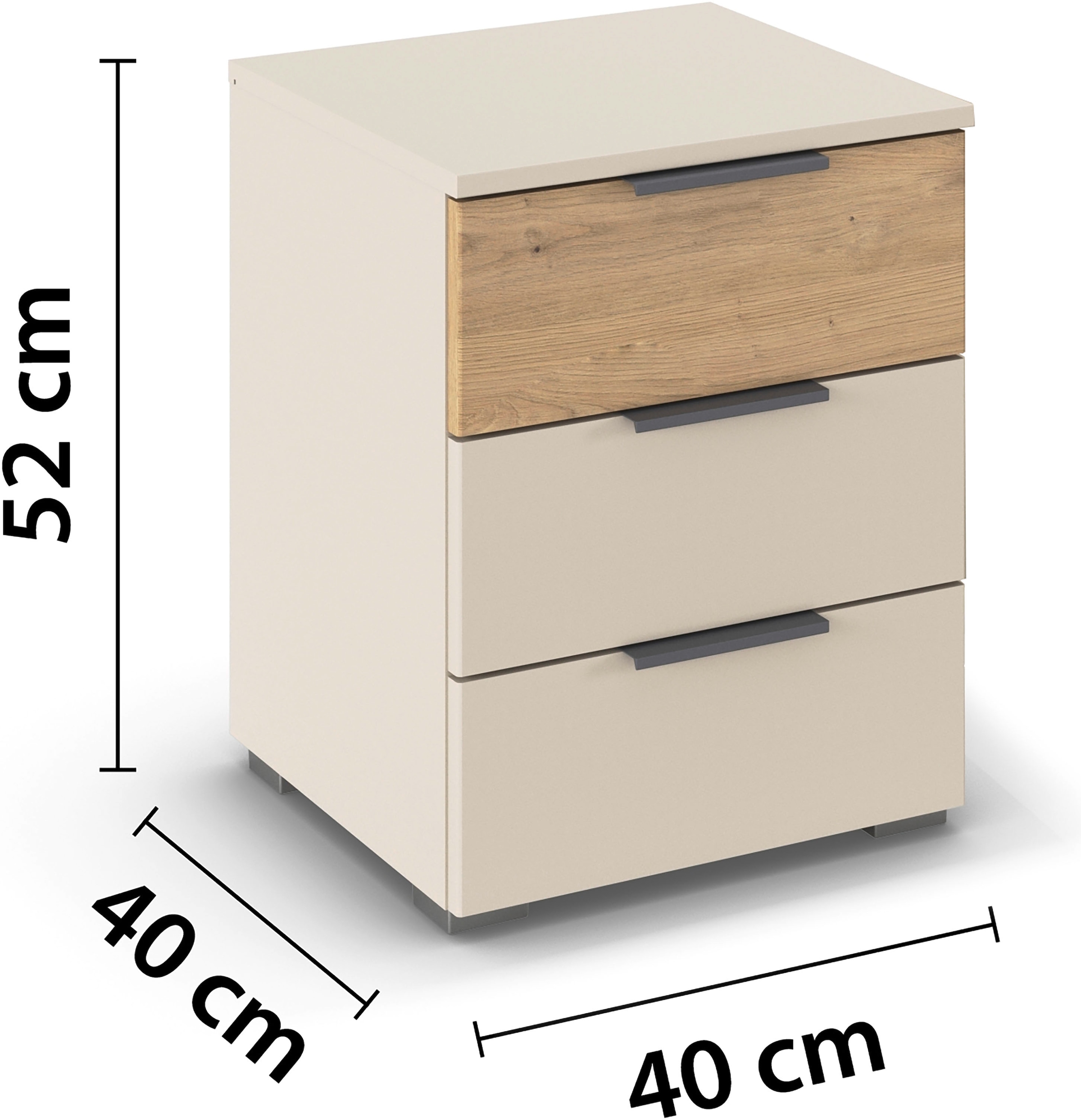 rauch Nachtkommode »Nachttisch-Set Nachtkonsole Beistelltisch Kommode Sideboard SAJO«, (Set, 2 St.), mit 3 Schubladen, obere Schublade farblich abgesetzt MADE IN GERMANY
