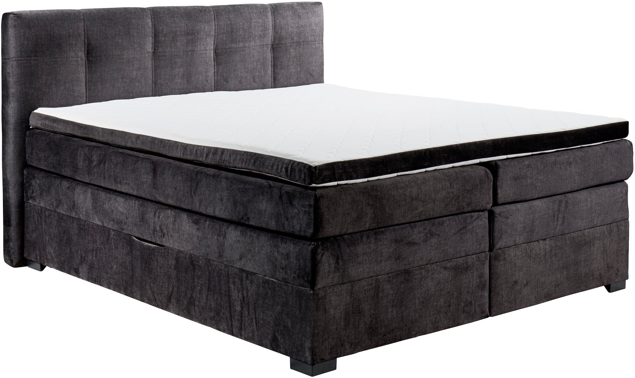 ED EXCITING DESIGN Boxspringbett »Fanes mit Komforteinstiegshöhe von 73cm«, erhältlich in 180x200cm, inkl. Bettkasten und Visco-Topper