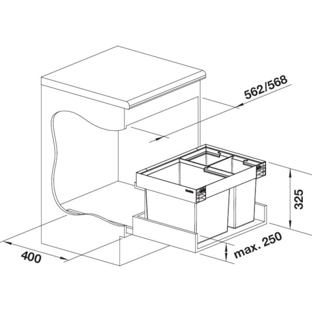 Blanco Einbaumülleimer »FLEXON II Low XL 60/3«, 3 Behälter, Abwaschbare und entnehmbare Eimer