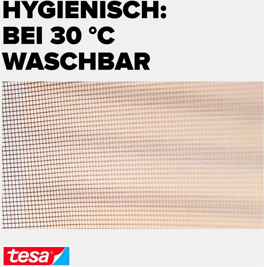 tesa Fliegengitter-Gewebe »Klett Fliegengitter Premium für Fenster, Insektenschutz mit Klettband« Packung, Fliegennetz, Klettband, Andrück und Schneidehilfe, 1 Stk. tlg. selbstklebende Insektenschutz - 100 cm x 100 cm