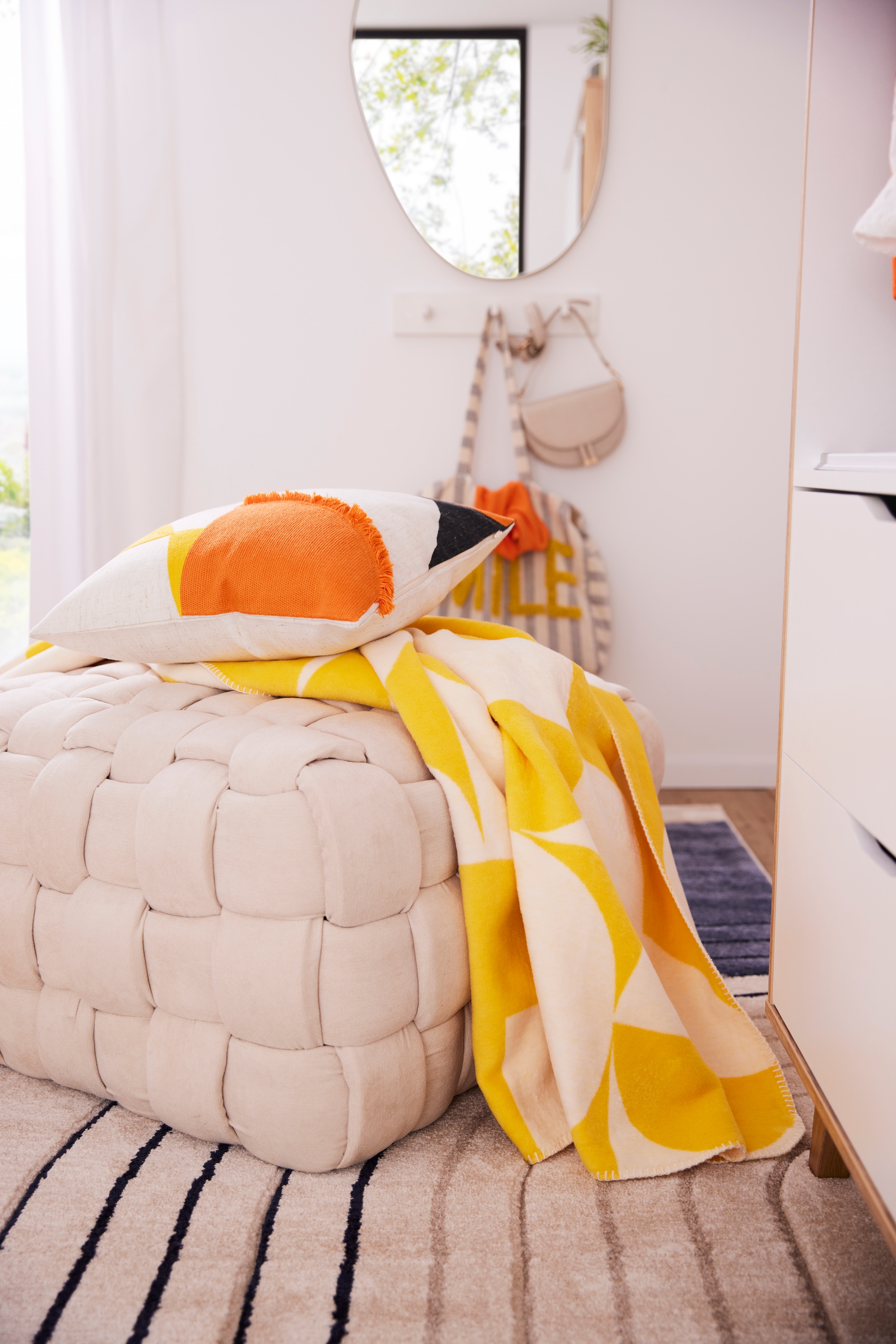 Jahnke Hocker »WEB ART S« Hocker, Couchtisch, Beistelltisch gepolstert in edler Flechtoptik