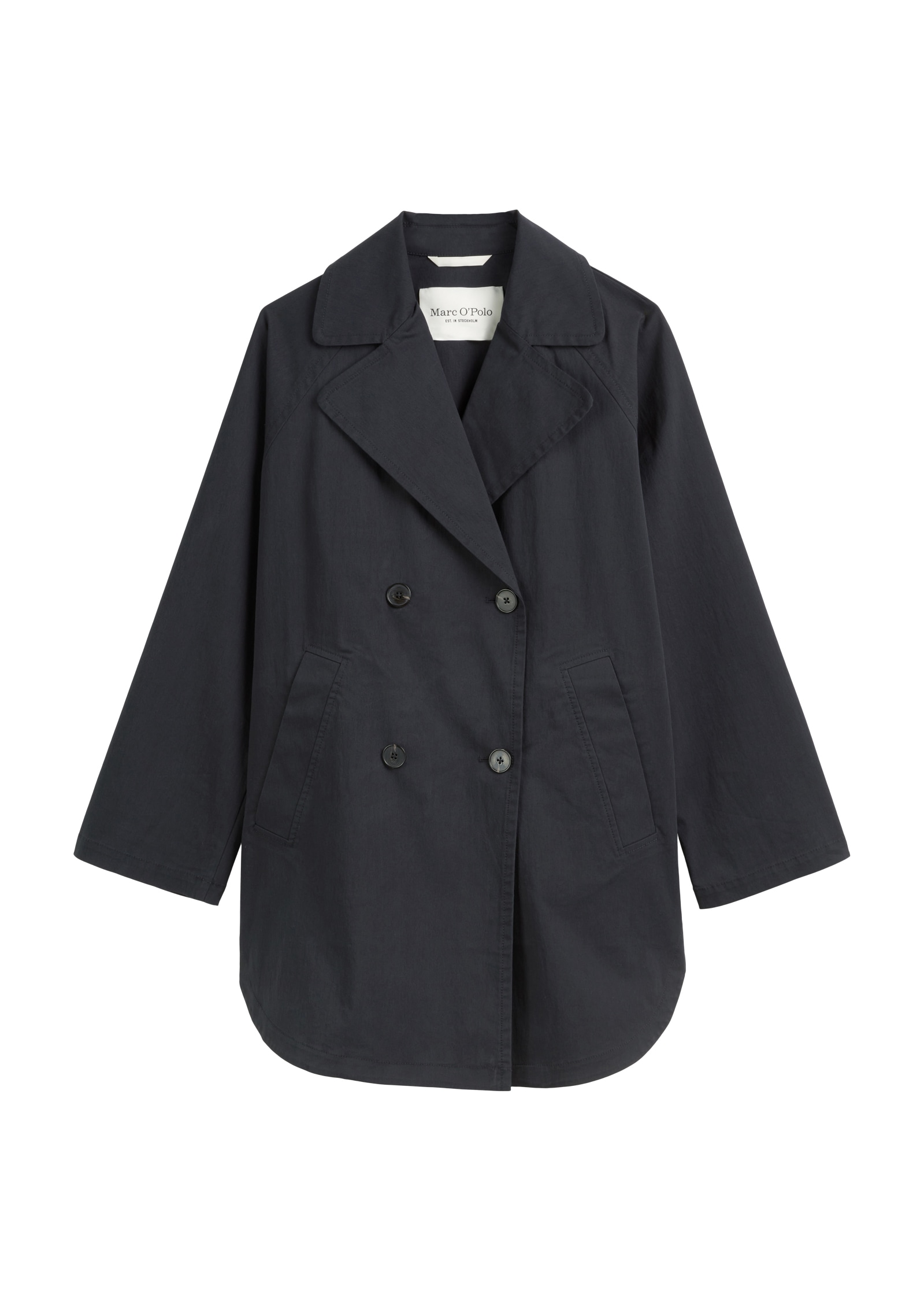 Marc O'Polo Trenchcoat, markant abgerundeten und seitlich geschlitzten Saumlinie