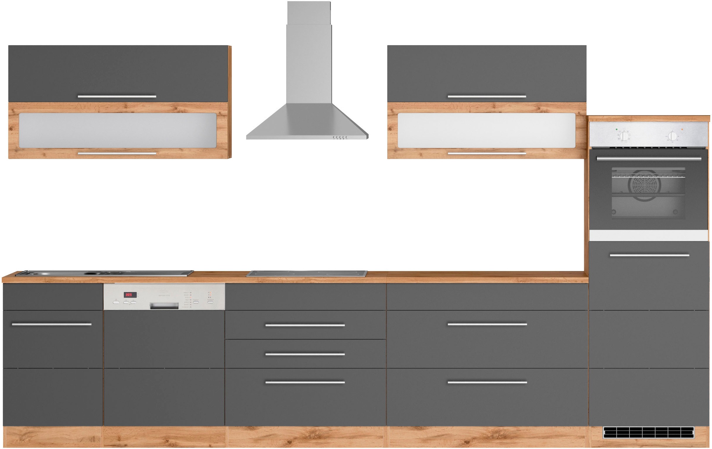 KOCHSTATION Küchenzeile »KS-Wien« Breite 350 cm, wahlweise mit E-Geräten