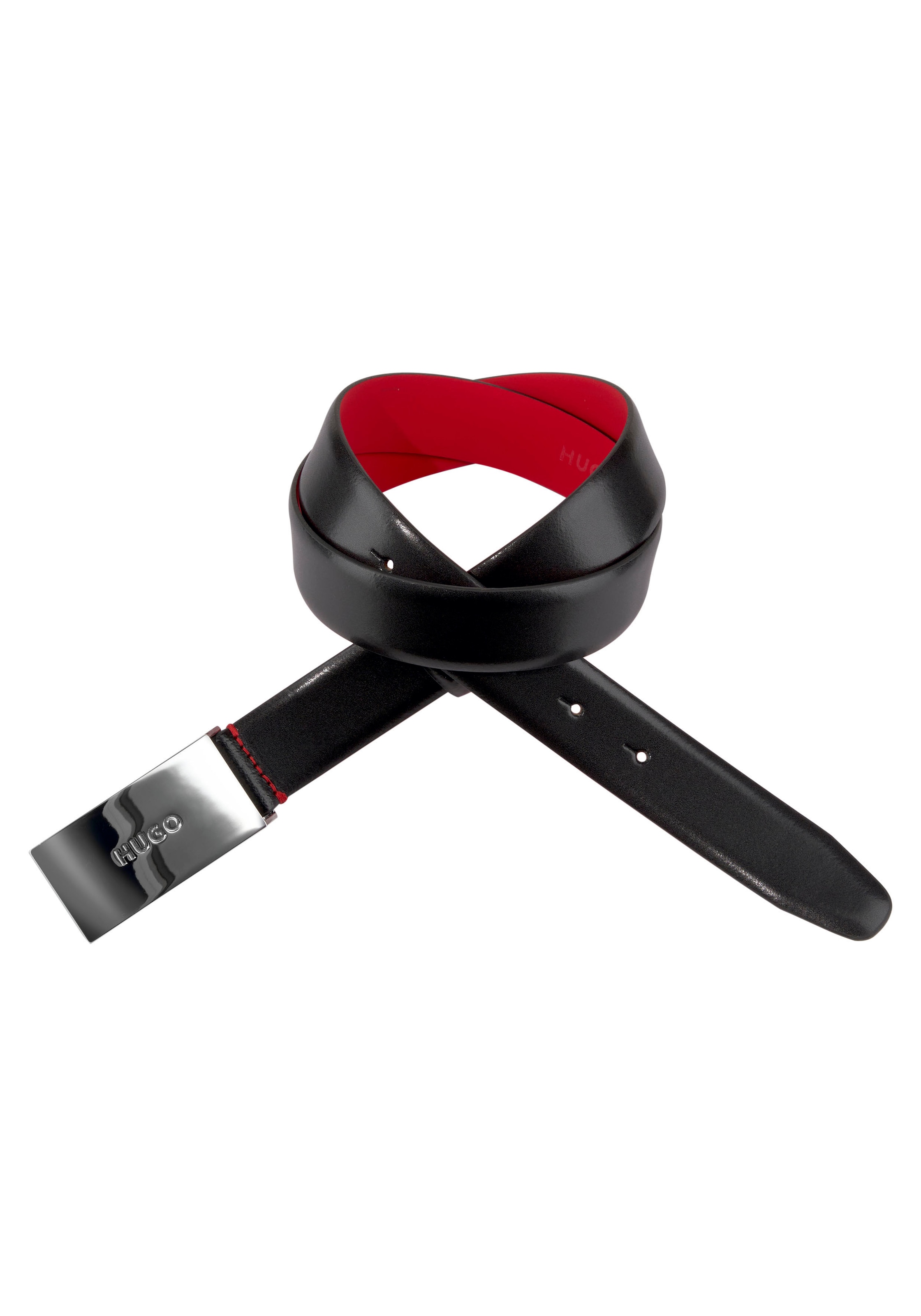 HUGO Ledergürtel »BALDWIN-N«, mit silberner Logo-Koppelschliesse und roter  Naht kaufen | UNIVERSAL