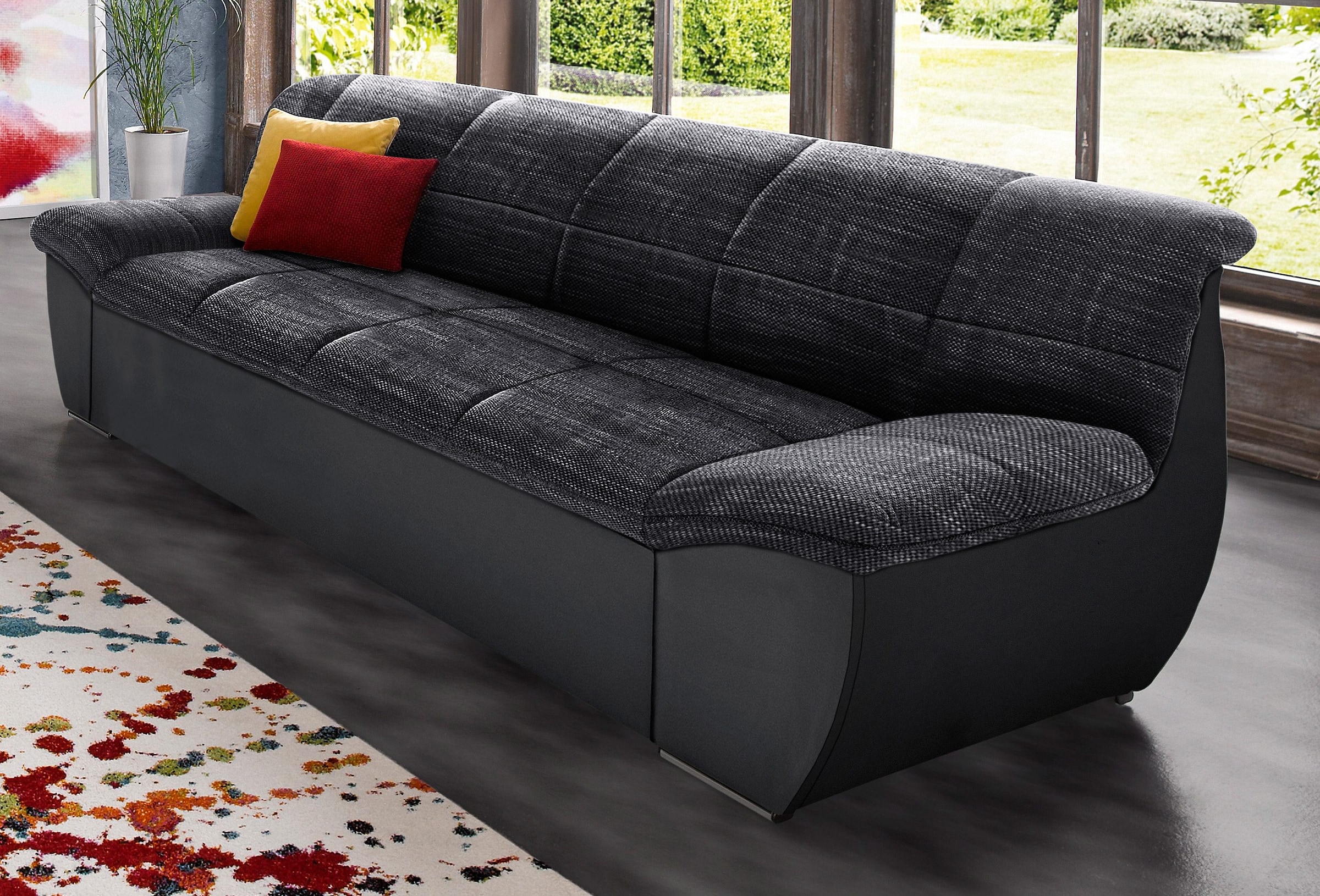 DOMO collection 3-Sitzer "SPLASH Breite 232 cm, moderne Sitz- und Rückensteppung, komfortabel" flache Armlehnen zum Entspannen