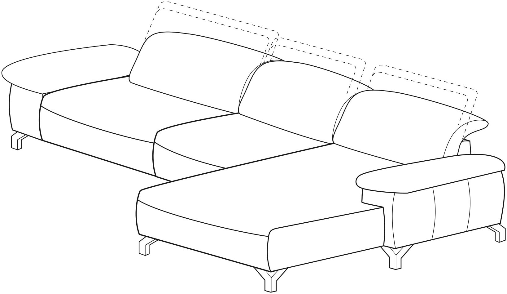Musterring Ecksofa »MR370 mit/ohne Relaxfunktion, verschiedene Unterfederungen zur Auswahl« Farbe, Material, Sitzkomfort und Funktion wählbar, Maße 280 x 180 cm