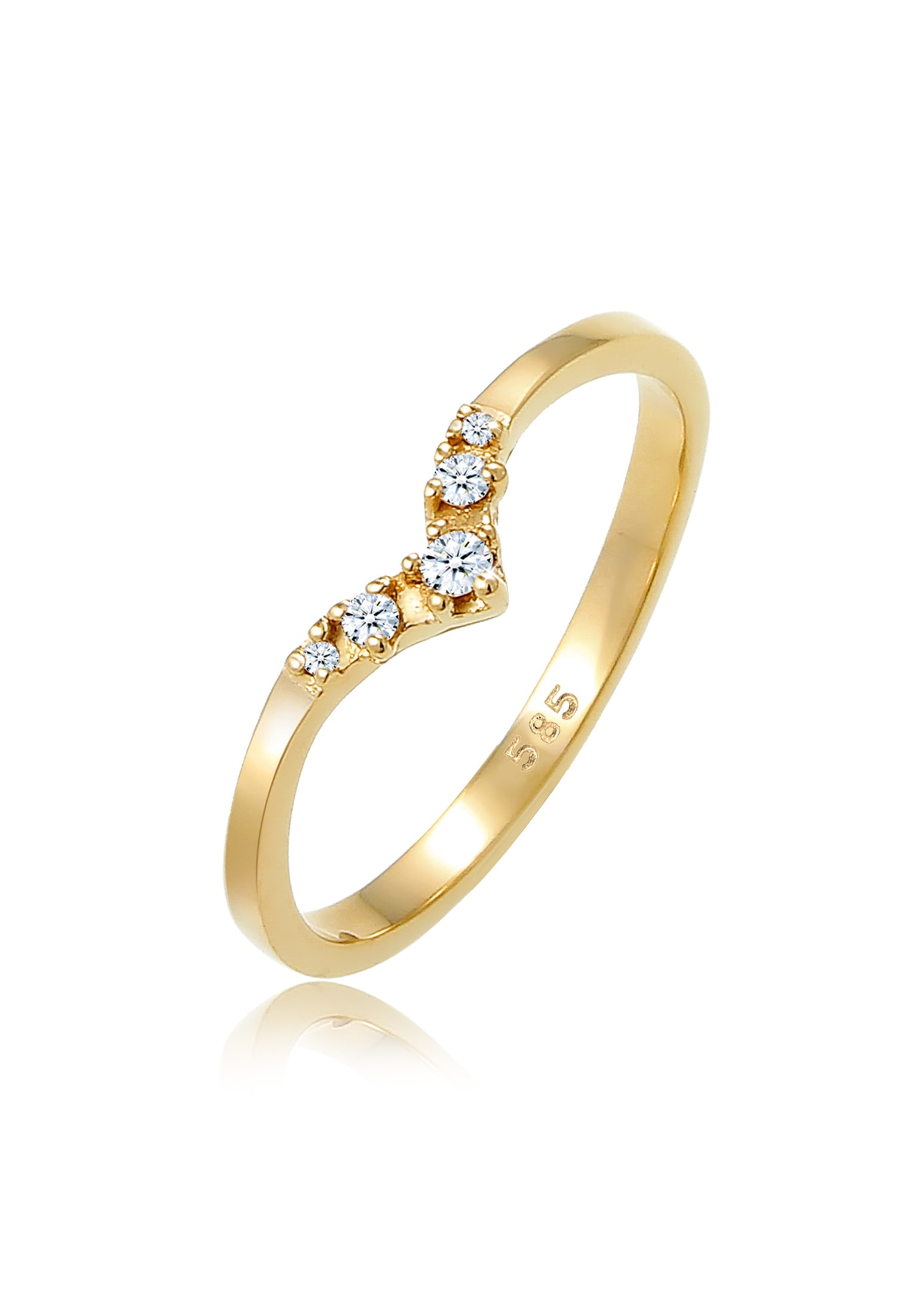 Elli DIAMONDS Verlobungsring »Ring V-Form Diamant (0.07 ct) 585 Gelbgold«