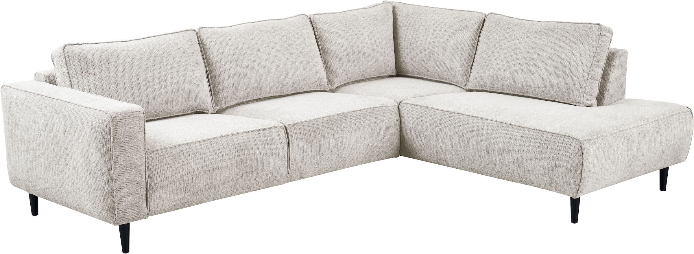 PLACES OF STYLE Ecksofa »Fumone, Lederoptik oder Soft-Touch Chenille« Breite 260, mit schwarzen Massivholzfüßen