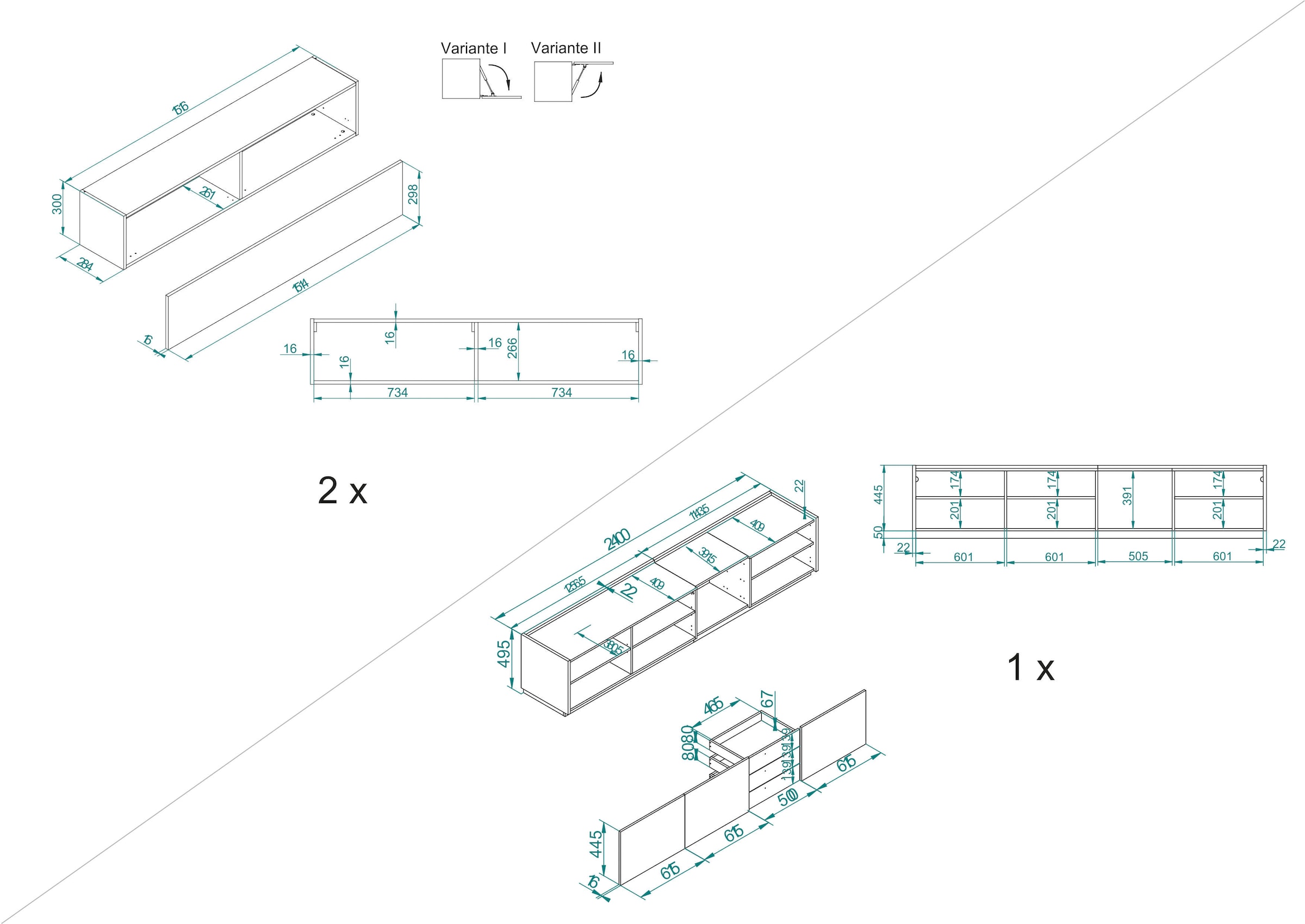INOSIGN Schrank-Set »LARGO«, (Set, 3 St.), mit Soft-Close und Push to open-Funktion