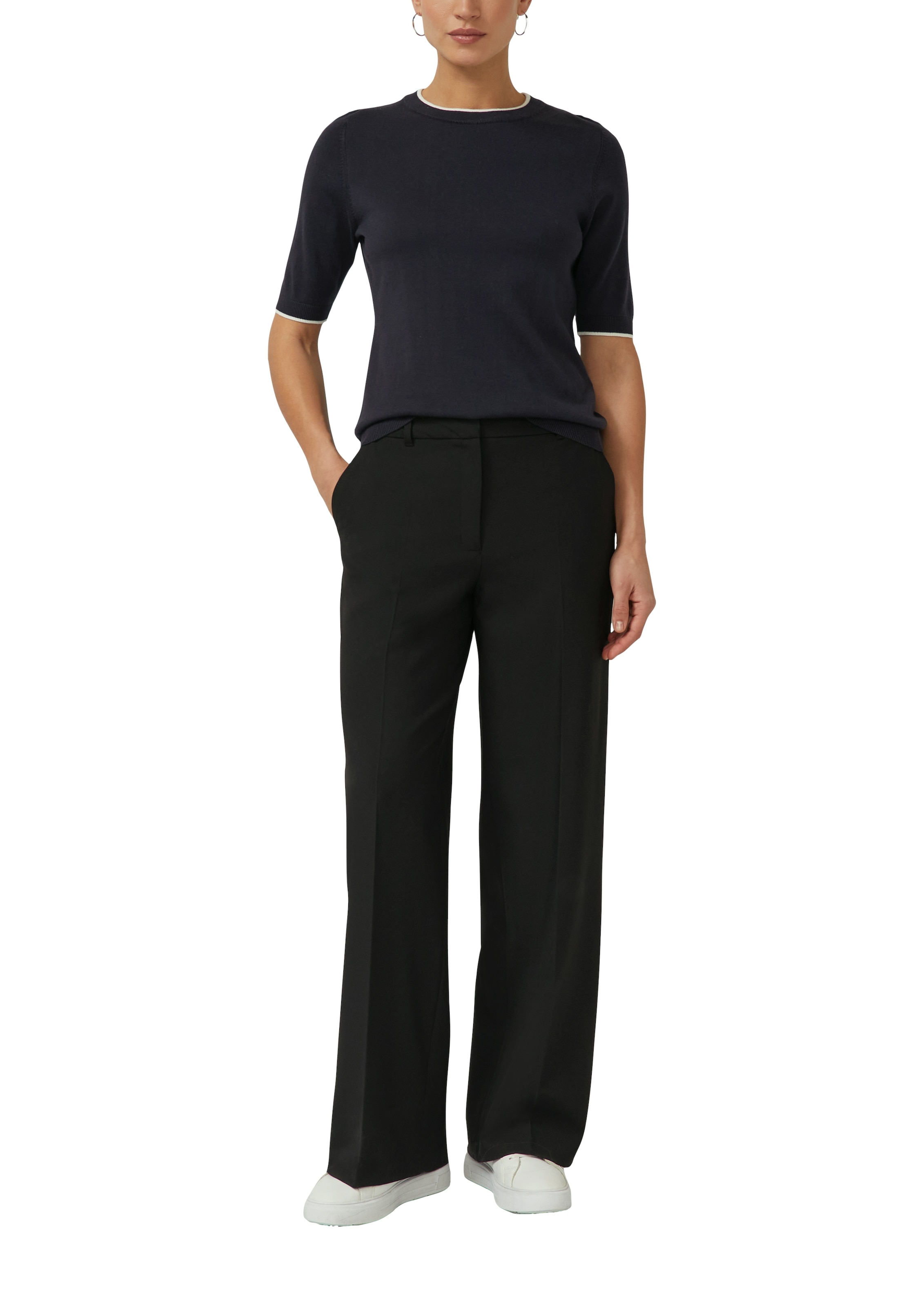 s.Oliver BLACK LABEL Rundhalspullover mit Rippbündchen