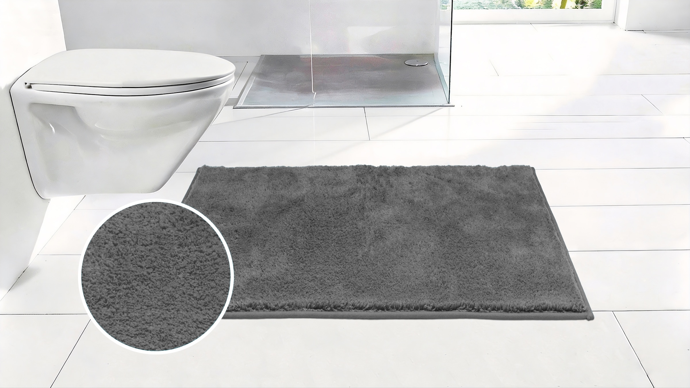 OTTO home Badematte "Cali, Badvorleger, Badezimmer Teppich, Duschvorleger" Höhe 10 mm rutschhemmend beschichtet fußbodenheizungsgeeignet  schnell trocknend weich, Uni Farben, auch als Teppich erhältlich