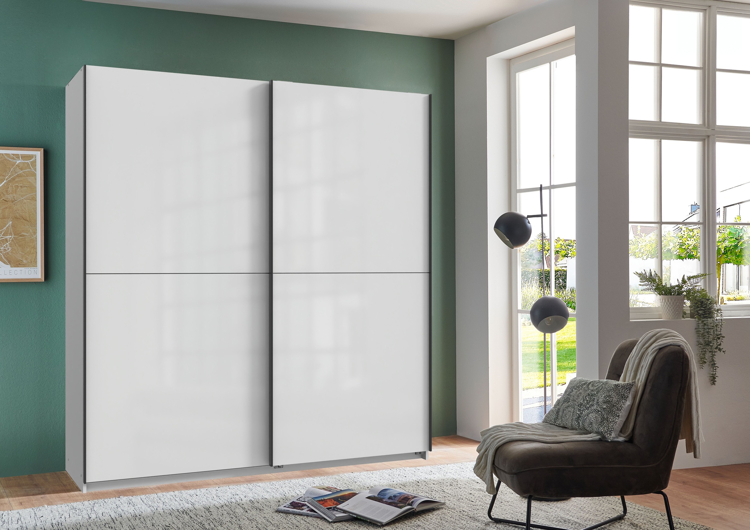 Wimex Kleiderschrank »Mugano, B/T/H 135 oder 180/65/198cm, Made in Germany«, (wähle Deine Ausstattung: Basic oder Premium!), 2 Schwebetüren mit oder ohne Spiegel, Metallgriffe