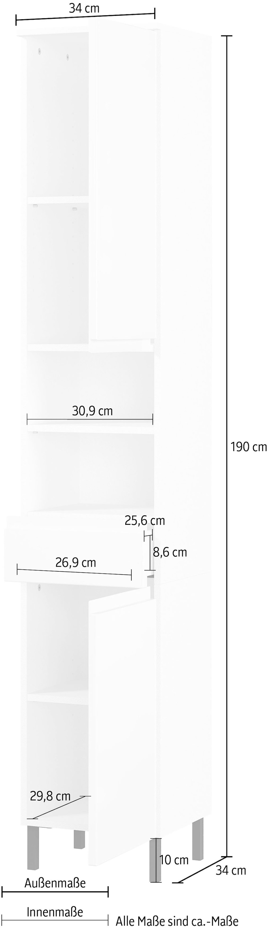 GERMANIA Hochschrank »Scantic«, Breite 34 cm, Badezimmerschrank, 2 Türen, 1 Schubkasten, 2 Fächer