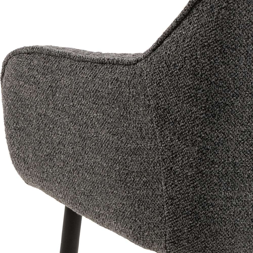 ACTONA GROUP Esszimmerstuhl, Luxus-Microfaser, Essstuhl Anthrazit, Beine mattschwarzem Stahl und Tuftings, 2er Set