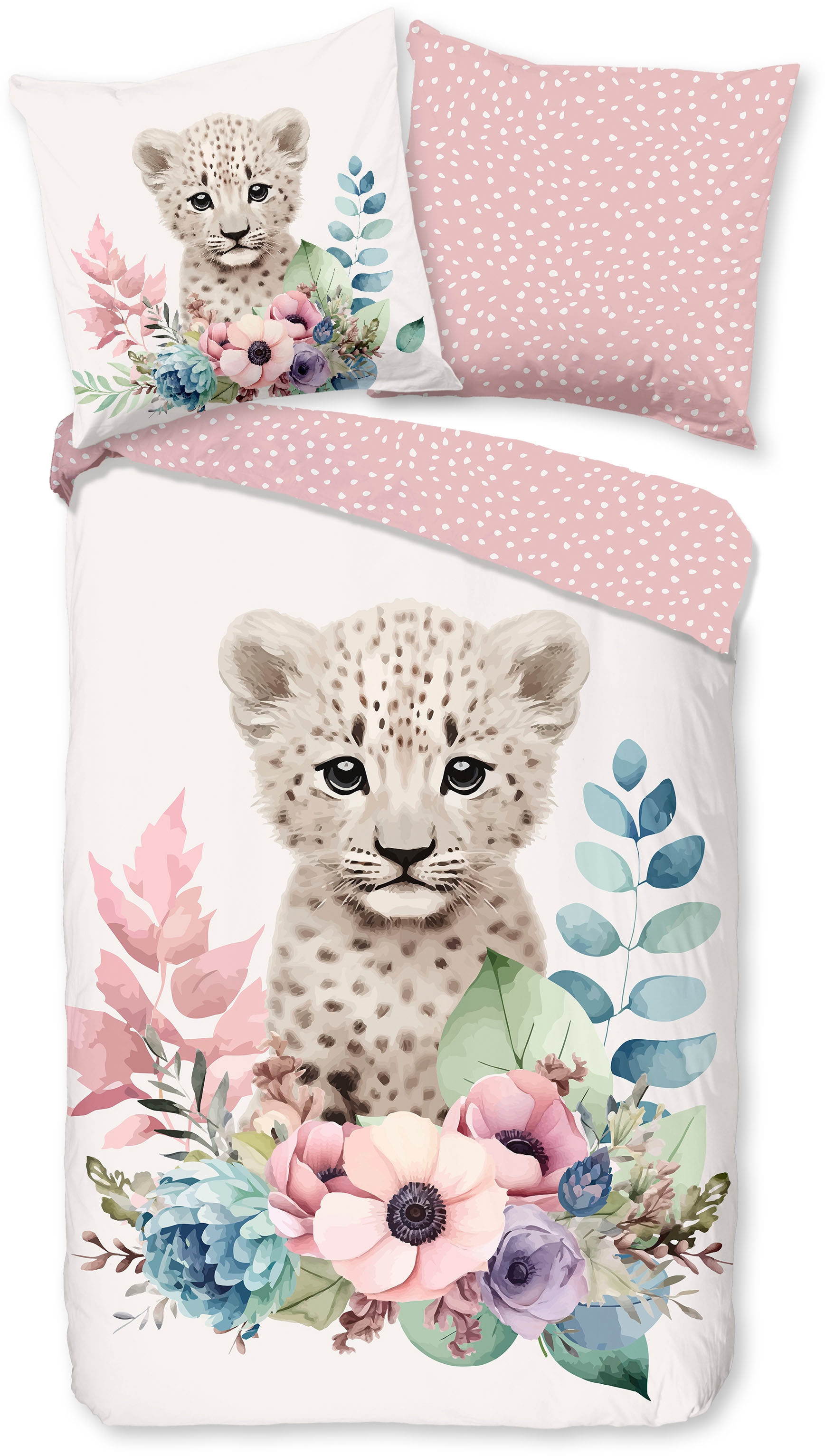 good morning Kinderbettwäsche »Sama«, Baumwolle, 135x200, Reißverschluss, Wendeoptik, Kind, Mädchen, Tier