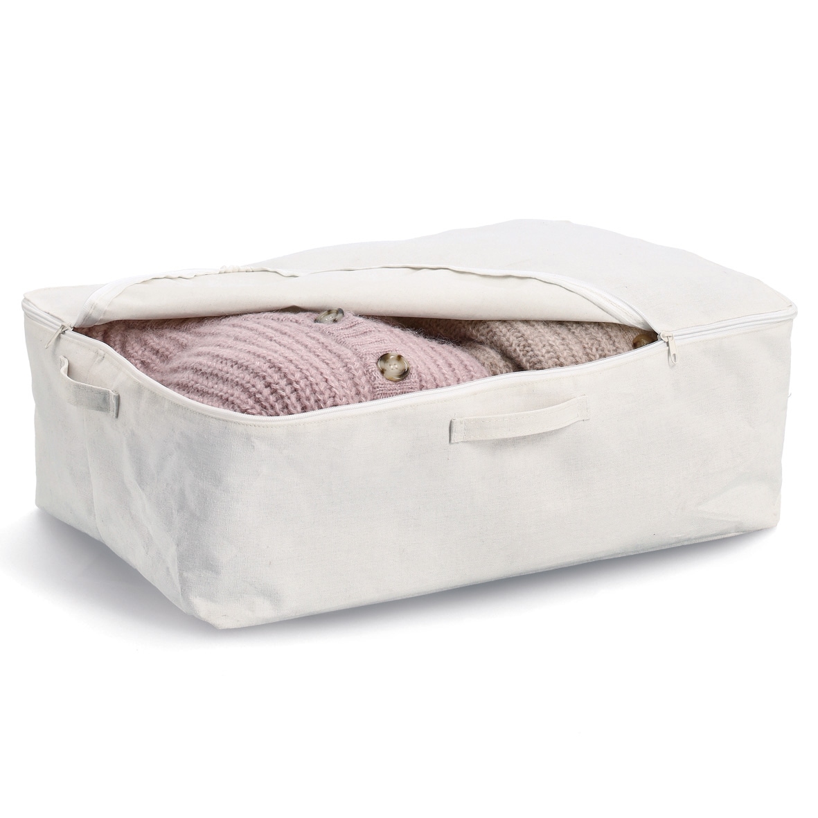 Zeller Present Aufbewahrungsbox »Aufbewahrungsbox, Polyester/Baumwolle, creme« mit Reißverschluss, 2er Set, ca. 38x27x27 cm