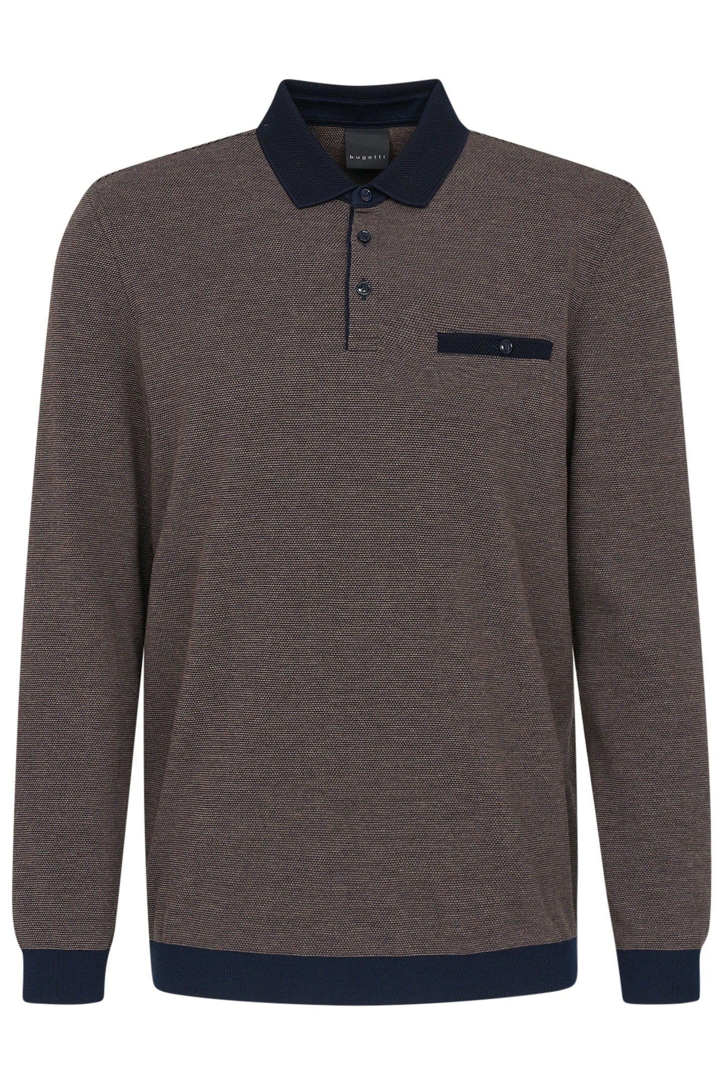 bugatti Langarm-Poloshirt, mit Strukturkragen