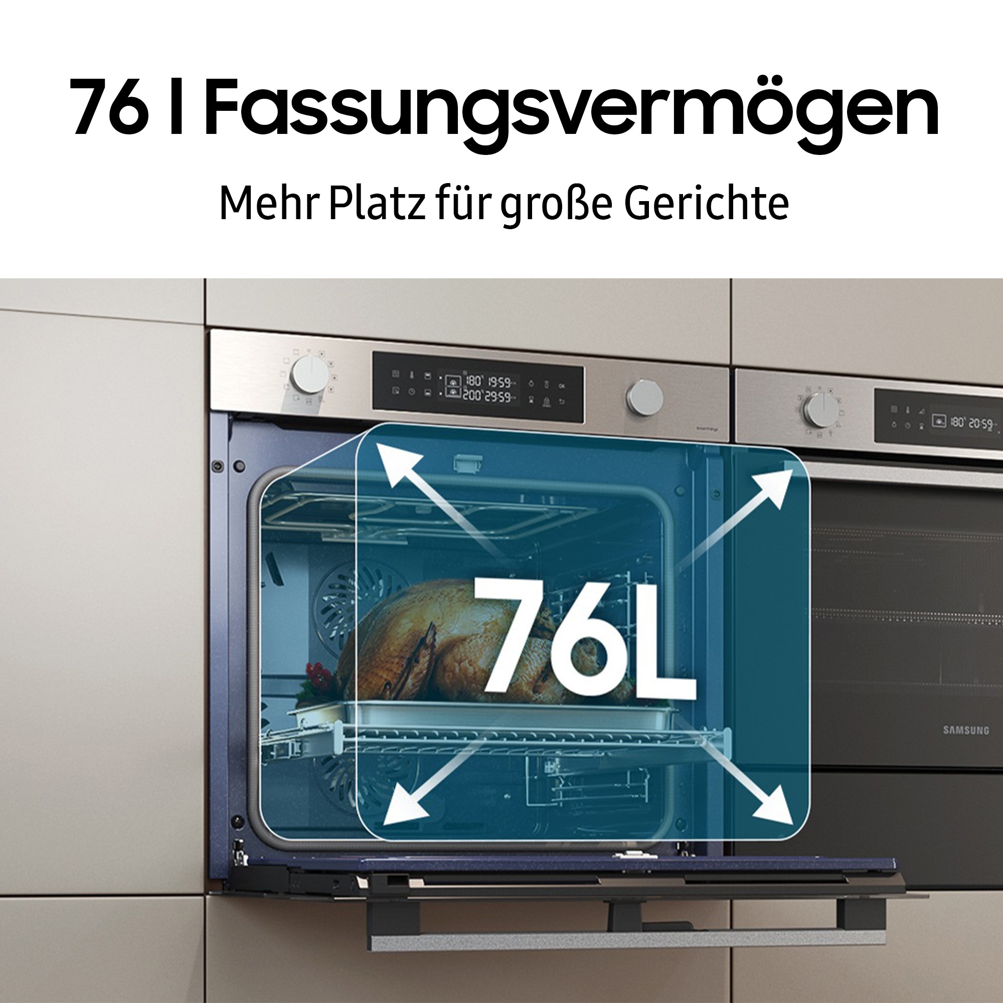 Samsung Einbaubackofen  »NV7B4550VAS/U1«, Pyrolyse-Selbstreinigung, Dual Cook Flex