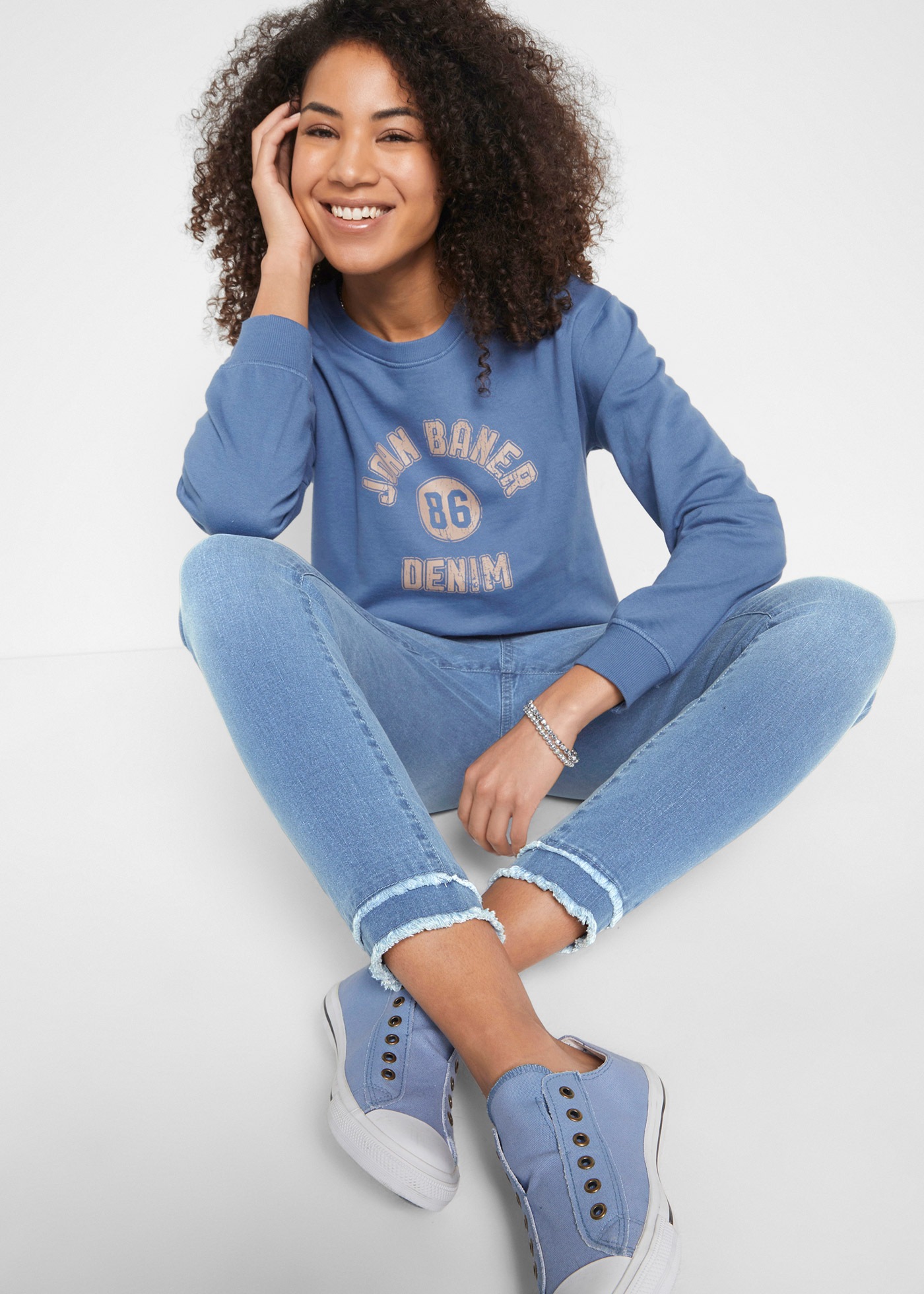 bonprix 7/8-Jeans 7/8-Schnittform, Slim Fit Passform, aus Baumwollmischung