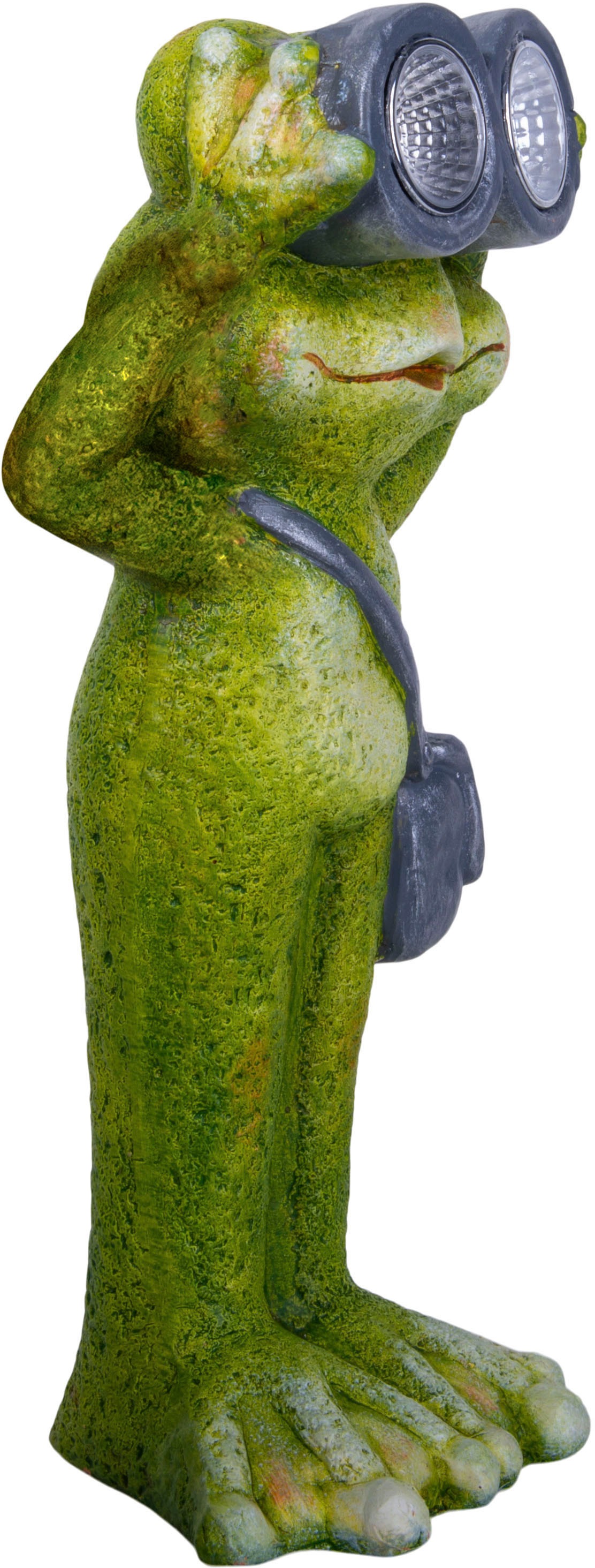 näve LED Solarleuchte »Frosch«, 1 flammig, stehender Frosch mit Fernglas und Umhängetasche, Keramik, inkl. Akku