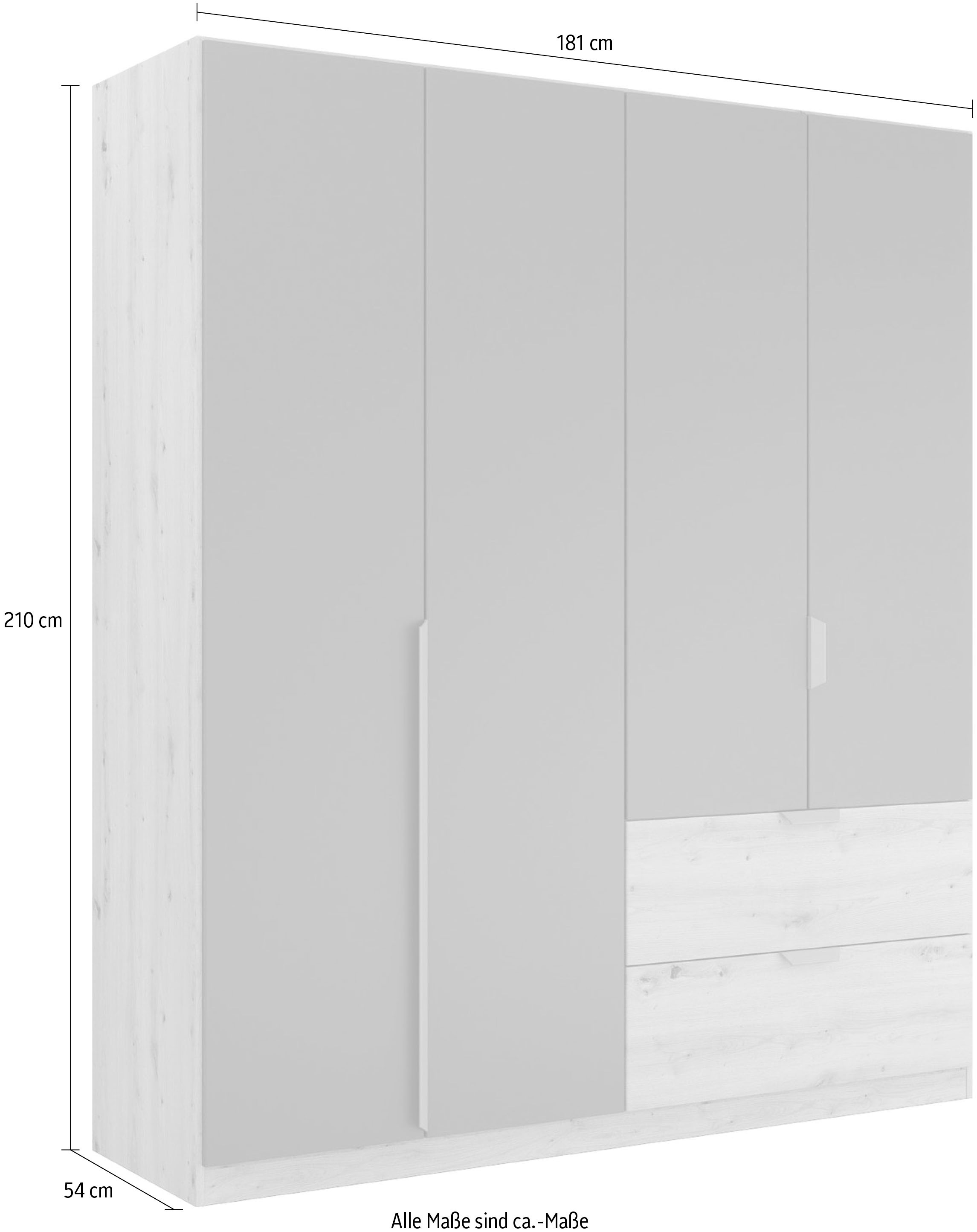 rauch Drehtürenschrank »Kleiderschrank Schrank Garderobe Ankleide DARK&WOOD BY QUADRA SPIN« Breiten: 181/226/271 cm, Höhe 210 cm,  im Industrial Style mit Metallgriffstangen