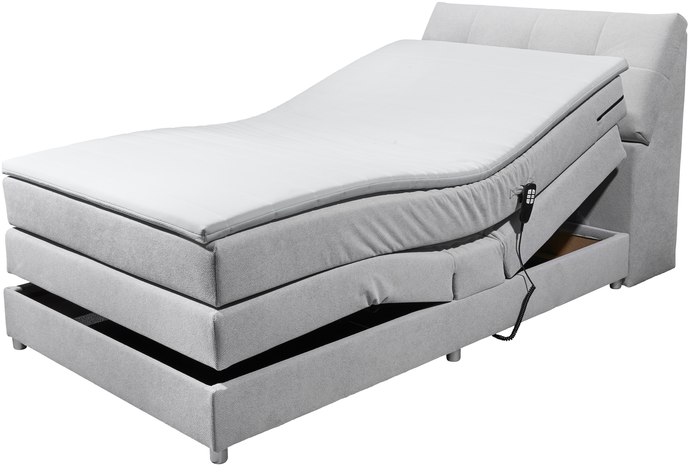 ED EXCITING DESIGN Boxspringbett »Toulouse« inkl. Motor, inkl. Stauraum im Kopfteil