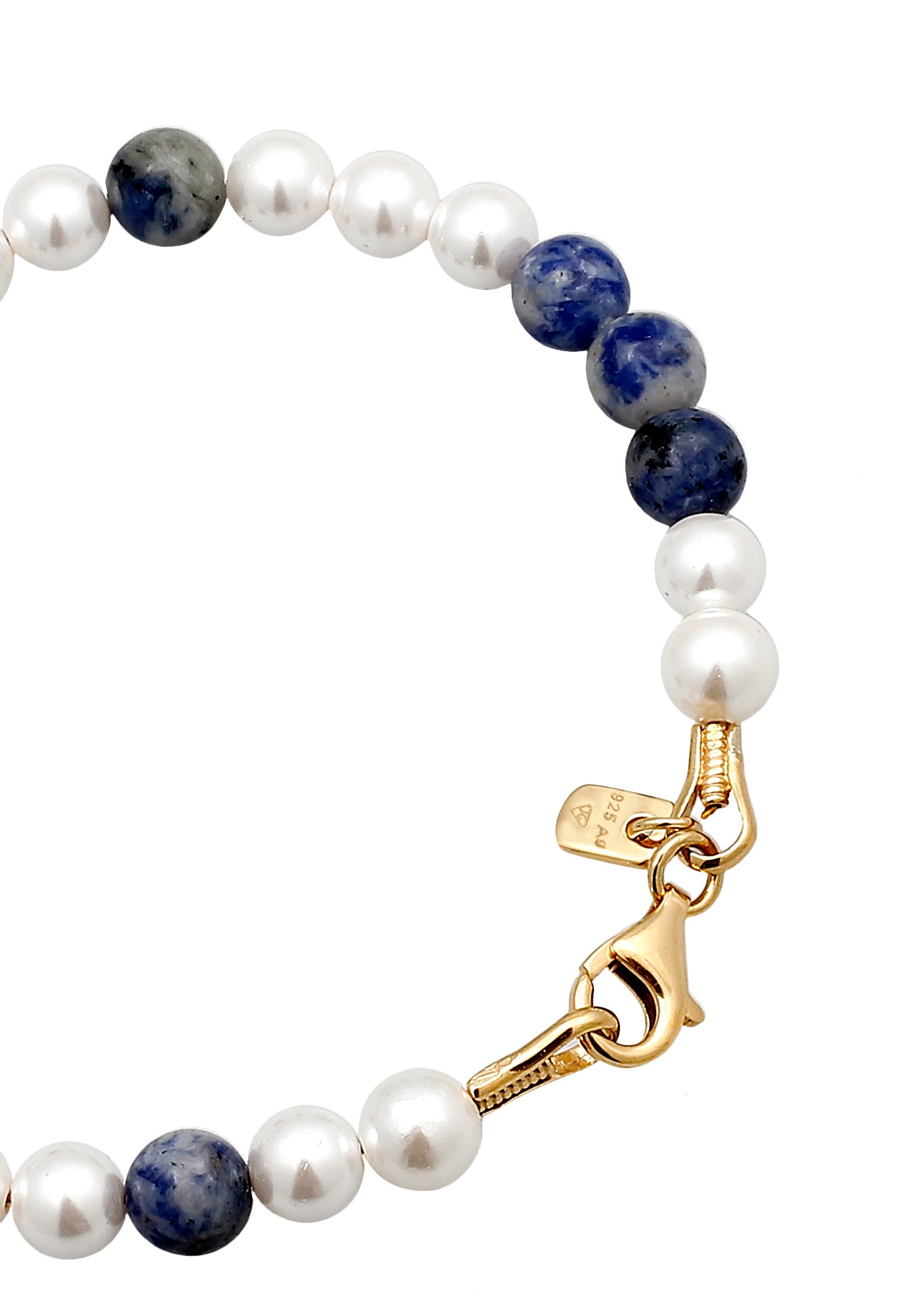Kuzzoi Armkette »Armband Perlen Achat Blau 925 Sterling Silber vergoldet«