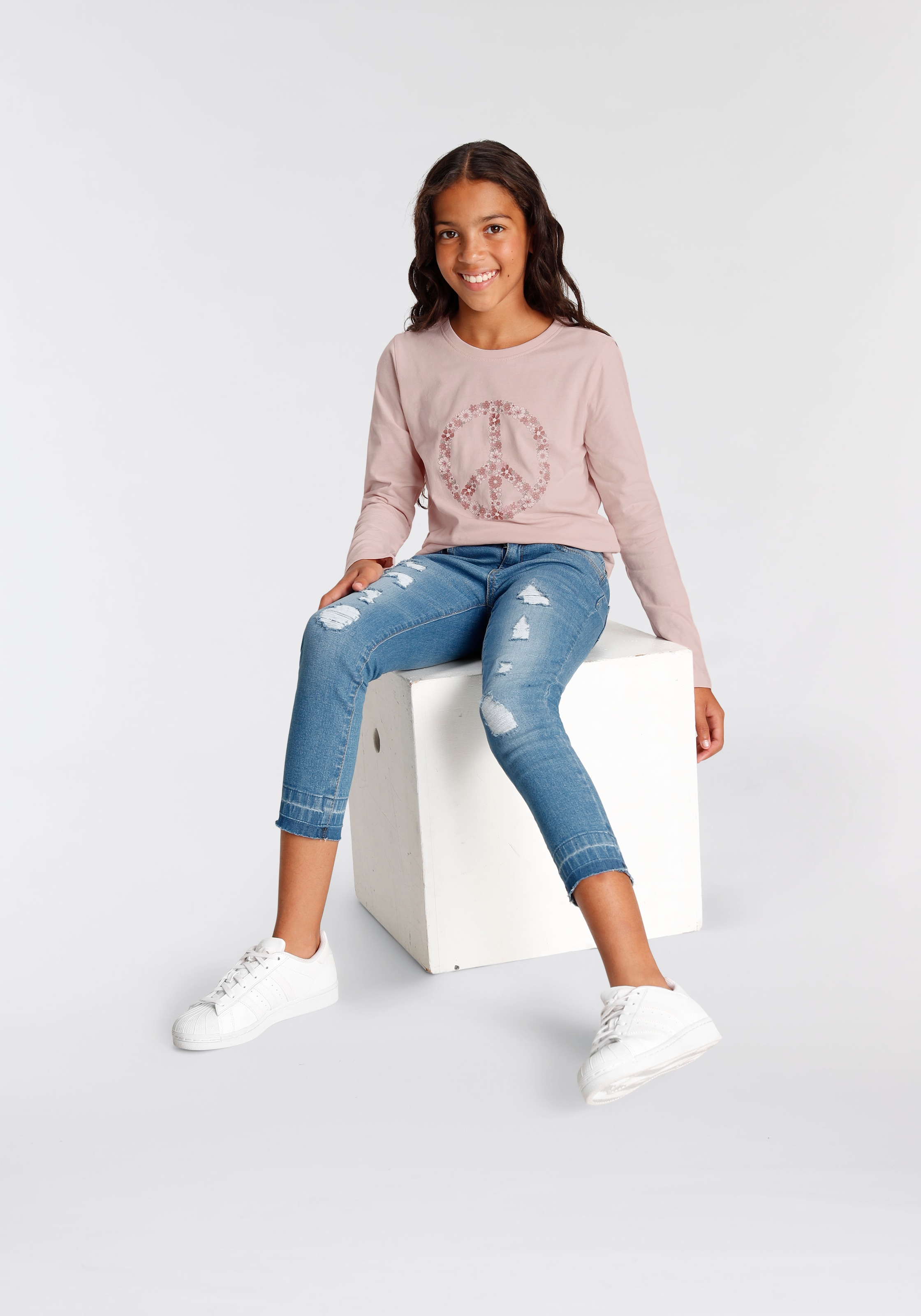 KIDSWORLD Langarmshirt »Peace«, Langarm, Basic-Passform, mit Statements/Sprüchen