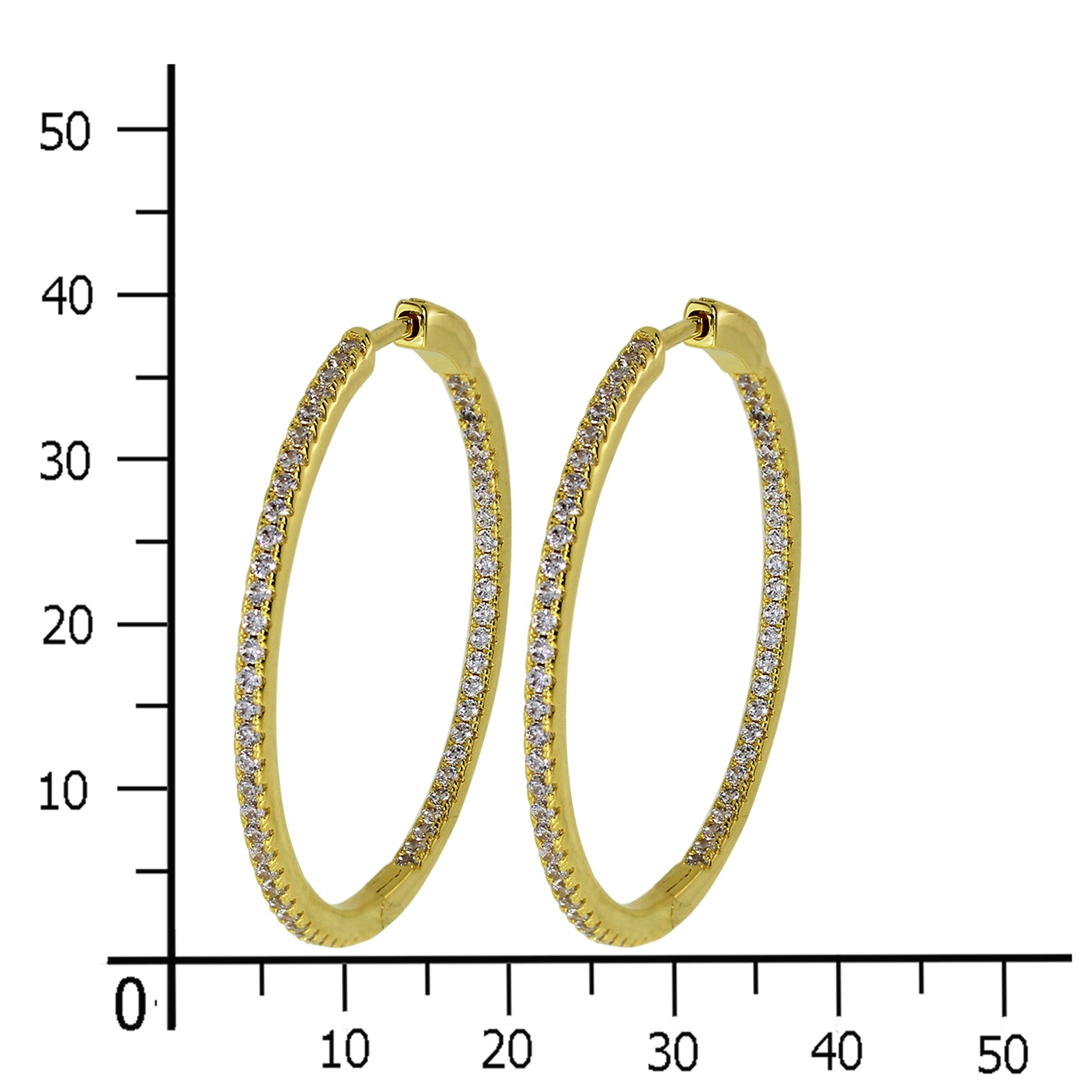 OSTSEE-SCHMUCK Klappcreolen »- Simone 40 mm - Silber 925/000, vergoldet - Zirkonia«