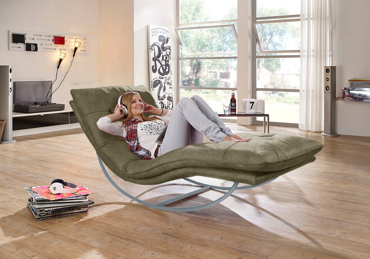 W.SCHILLIG Relaxliege »daily dreams«, in Waffelkissen-Optik, Schaukelgestell silber matt, in 2 Breiten