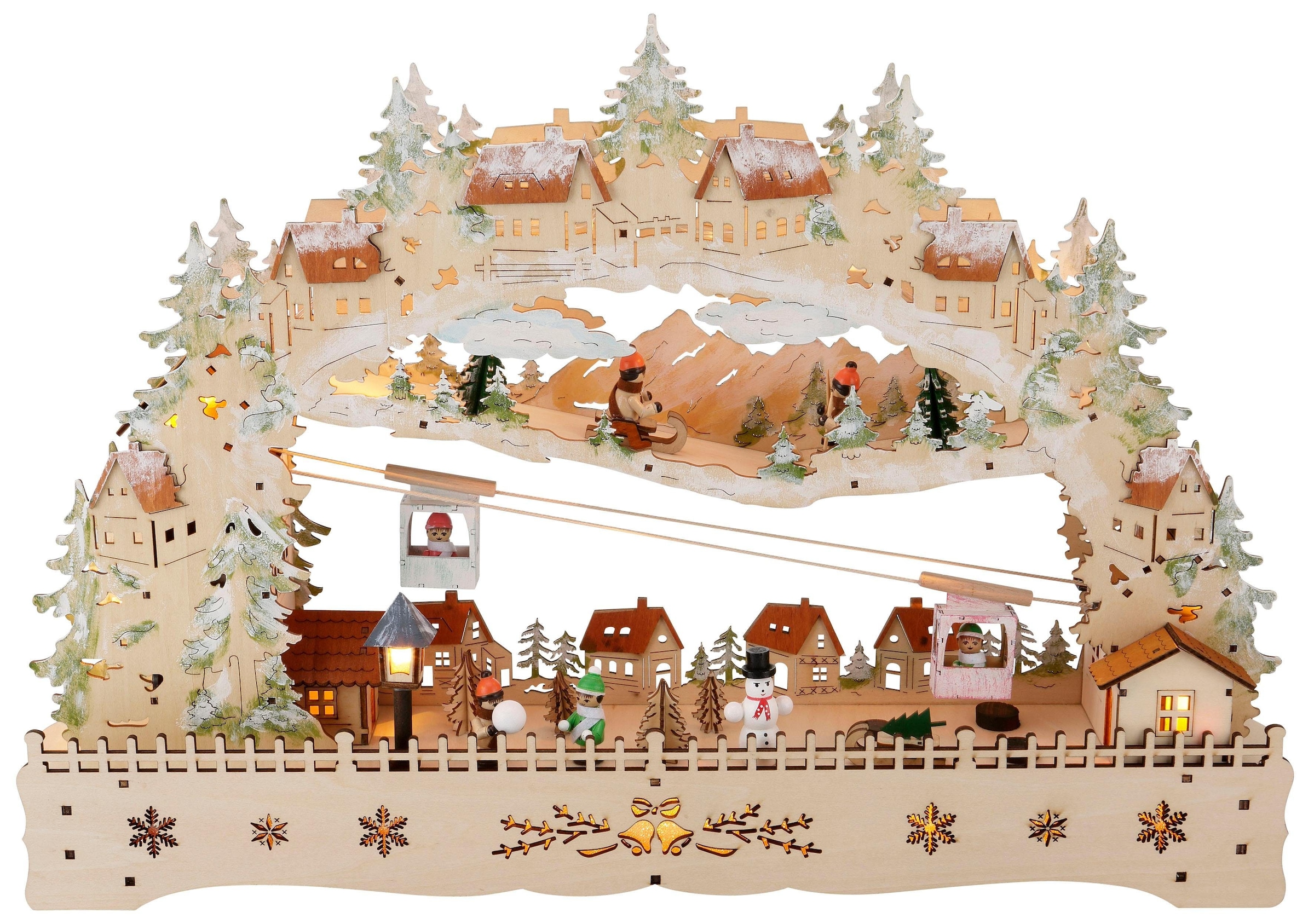my home Schwibbogen »Weihnachtsdeko«, mit und Rodelbahn und bewegter beleuchteten Häuser Seilbahn