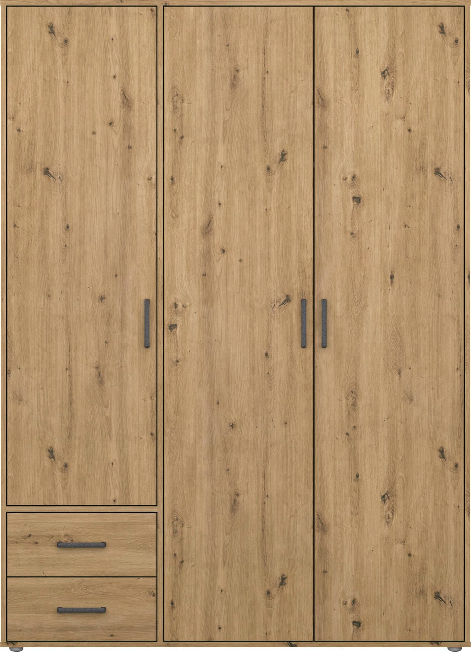 rauch Drehtürenschrank »Kleiderschrank Schrank Garderobe Wäscheschrank VOYAGER«, moderne Griffe in Graumetallic mit Außenschubkästen MADE IN GERMANY