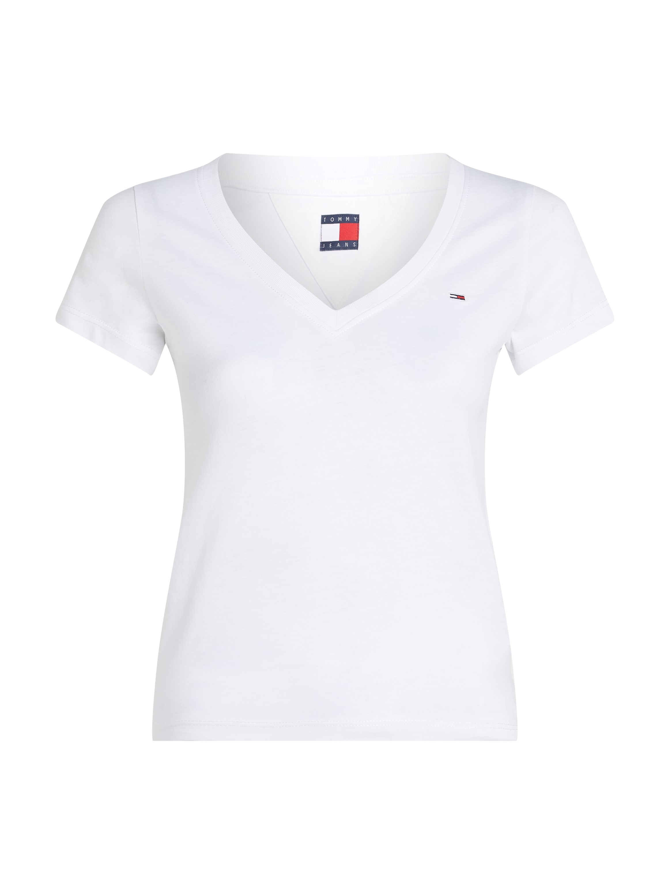 Tommy Jeans T-Shirt »TJW SLIM V-NECK TEE«, mit Logo-Stickerei